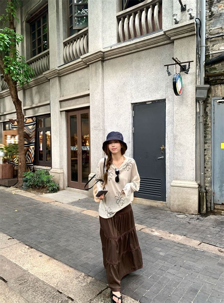 눈꽃 면 디자인 센스 달콤함 프린트 긴팔 티셔츠 여성 여름 캐주얼 루즈핏 작은 대중 슬림해 보이는 맨위 상세 이미지 16