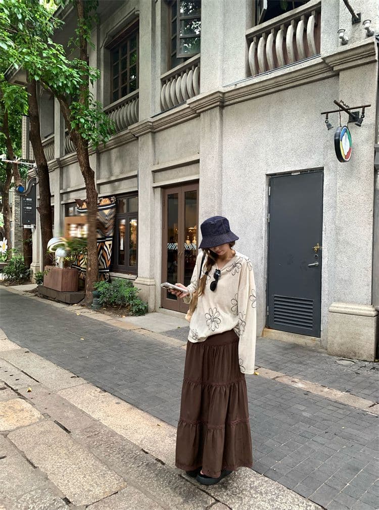 눈꽃 면 디자인 센스 달콤함 프린트 긴팔 티셔츠 여성 여름 캐주얼 루즈핏 작은 대중 슬림해 보이는 맨위 상세 이미지 19