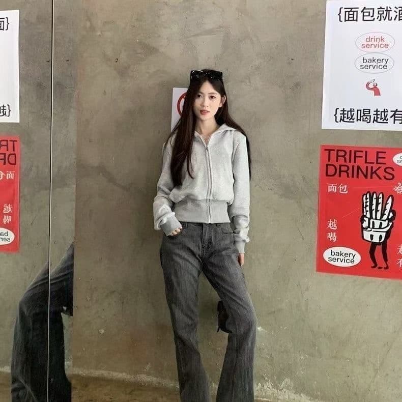 후아 면 복합 회색 쇼트 스타일 후드 털이 있고 두꺼운 후드티 여성 코트 가을 겨울 새로운 맨위 착용 가져 가라. 오픈 가디건 상세 이미지 9