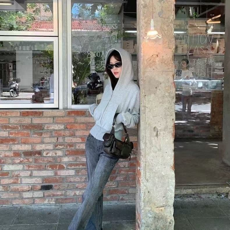 후아 면 복합 회색 쇼트 스타일 후드 털이 있고 두꺼운 후드티 여성 코트 가을 겨울 새로운 맨위 착용 가져 가라. 오픈 가디건 상세 이미지 10