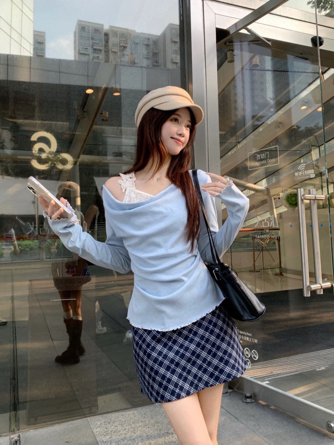 원본 레이스 나비 싸움 차가운 실크 코튼 비스듬한 어깨 디자인 흔들다 칼라 맨위 레이스 조각 만나는 페이크 레이어드 상세 이미지 2