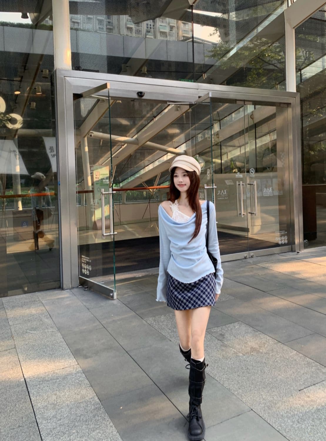 원본 레이스 나비 싸움 차가운 실크 코튼 비스듬한 어깨 디자인 흔들다 칼라 맨위 레이스 조각 만나는 페이크 레이어드 상세 이미지 5
