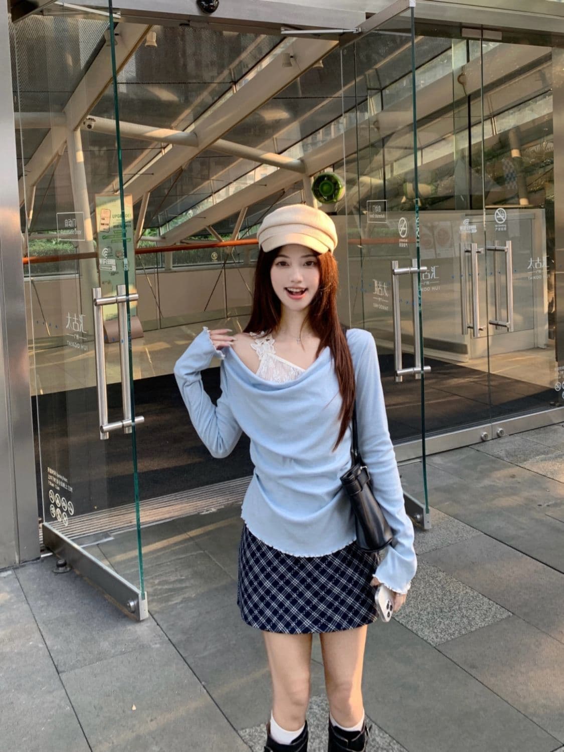 원본 레이스 나비 싸움 차가운 실크 코튼 비스듬한 어깨 디자인 흔들다 칼라 맨위 레이스 조각 만나는 페이크 레이어드 상세 이미지 7