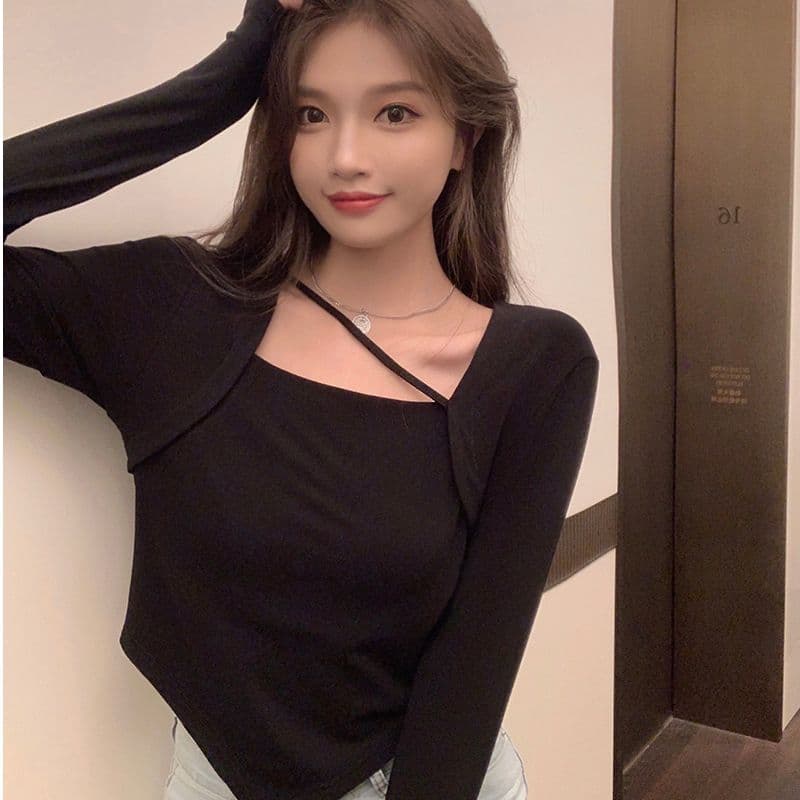 모달 면 봄 가을 새로운 순수한 욕망 불규칙 몸매 가꾸기 인사이드 가져 가라. 티셔츠 긴팔 기본 셔츠 타이트 맨위