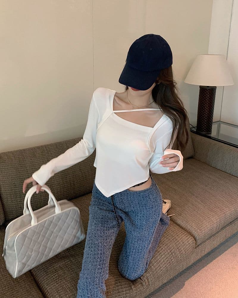 모달 면 봄 가을 새로운 순수한 욕망 불규칙 몸매 가꾸기 인사이드 가져 가라. 티셔츠 긴팔 기본 셔츠 타이트 맨위 상세 이미지 9