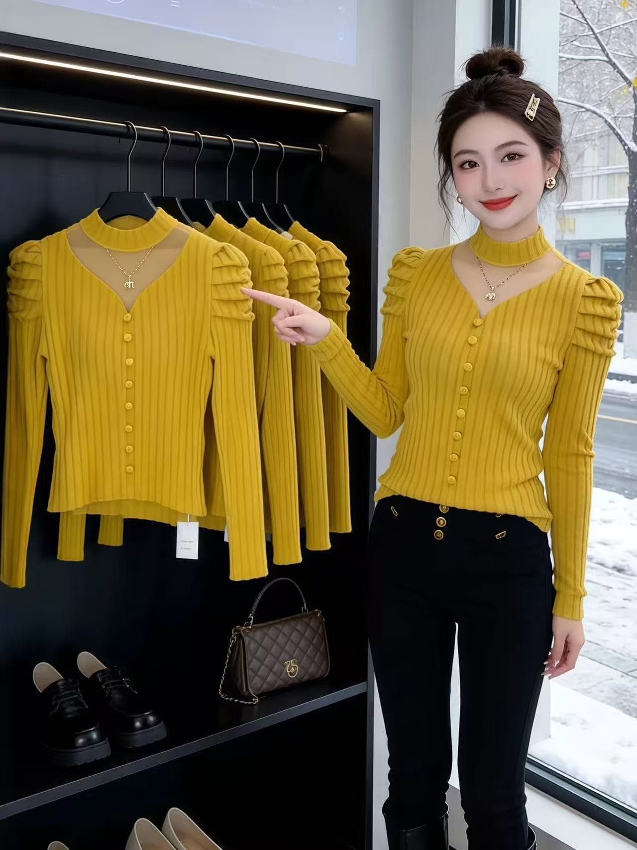 가을 겨울 구덩이 기사 연삭 털 패치워크 홀로우 아웃 망사 반하이넥 티셔츠 여성 디자인 센스 외출용 인사이드 가져 가라. 긴팔 기본 셔츠 이미지 2