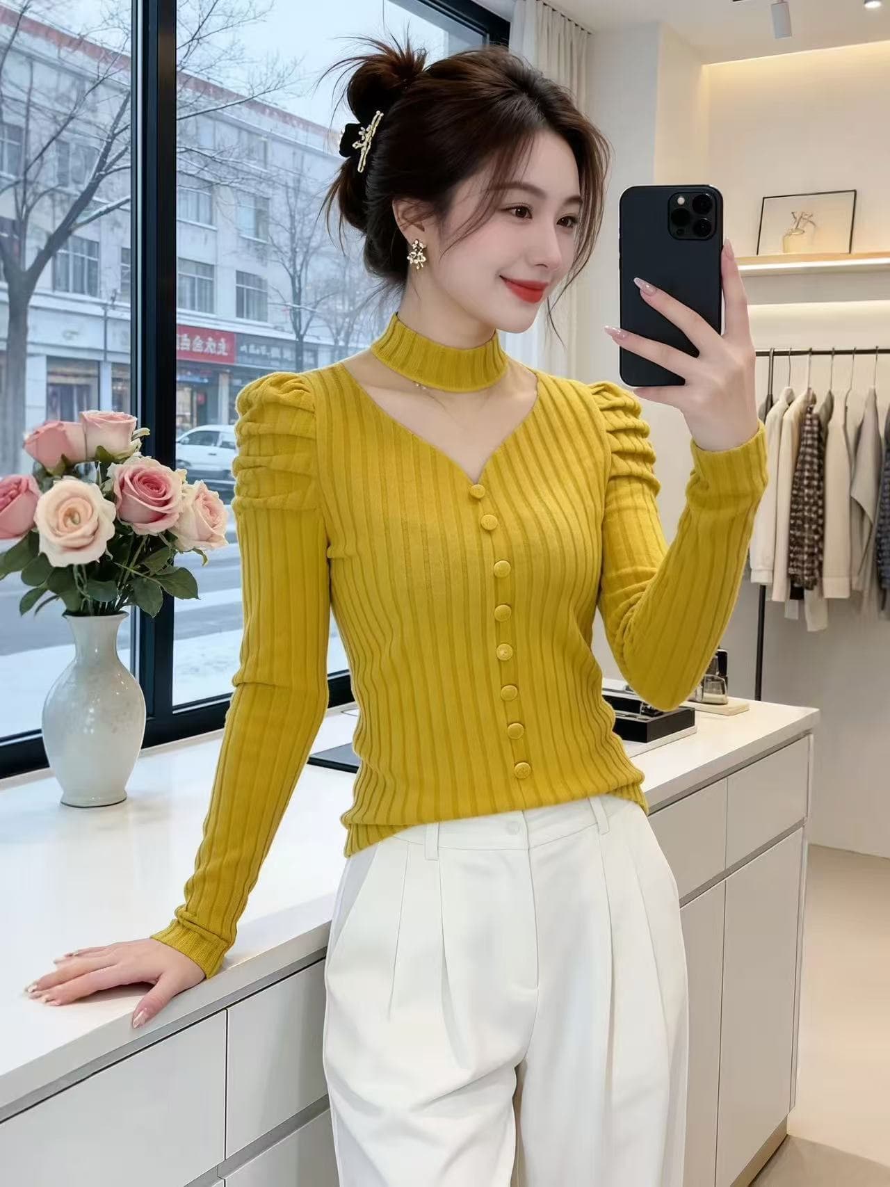 가을 겨울 구덩이 기사 연삭 털 패치워크 홀로우 아웃 망사 반하이넥 티셔츠 여성 디자인 센스 외출용 인사이드 가져 가라. 긴팔 기본 셔츠 이미지 3