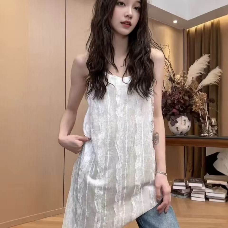 패션 한국 스타일 민소매 자수 여성 드레스 2026 봄 프랑스식 슬립 불규칙 조끼 스커트 이미지 3
