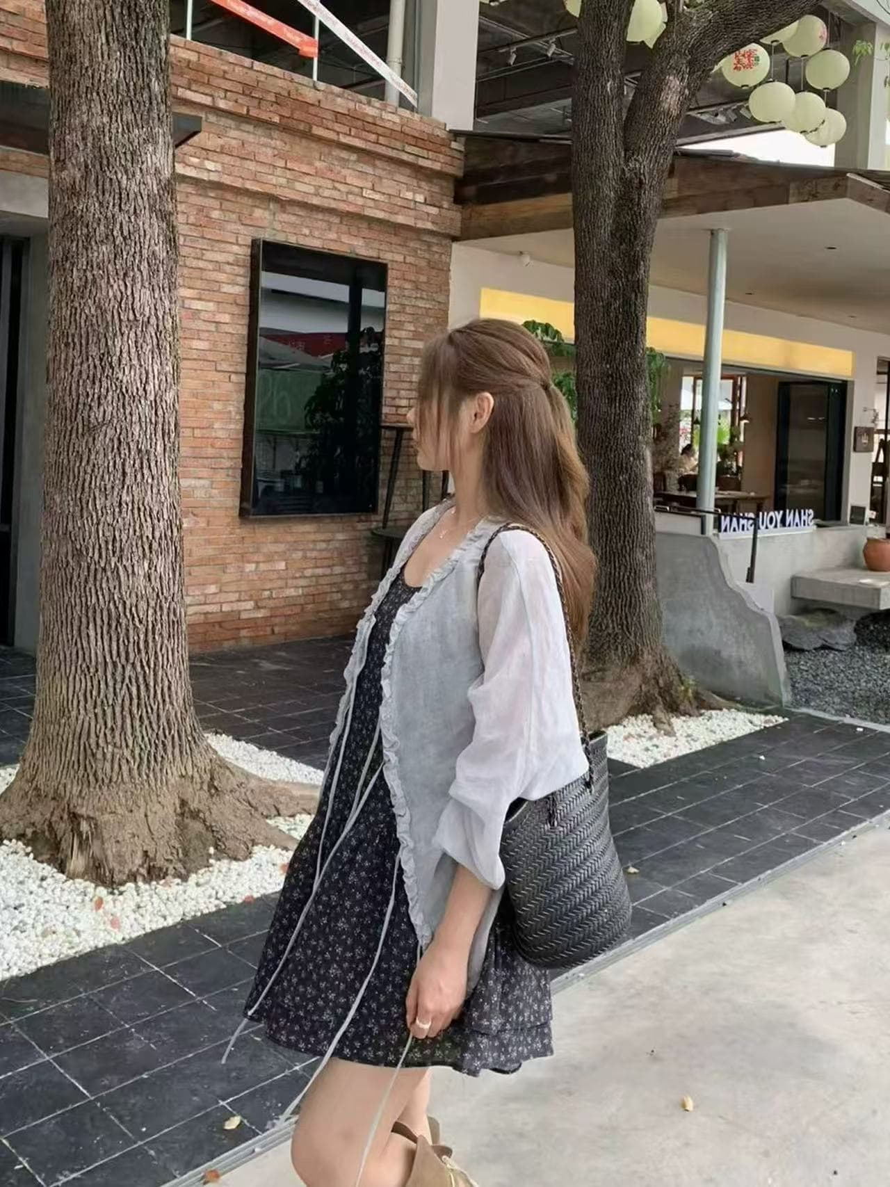 lagom 정품 한 부서 목이버섯 레이스 레이스업 자외선 차단 의류 셔츠 카디건 코트 루즈핏 느긋한 2602 이미지 3