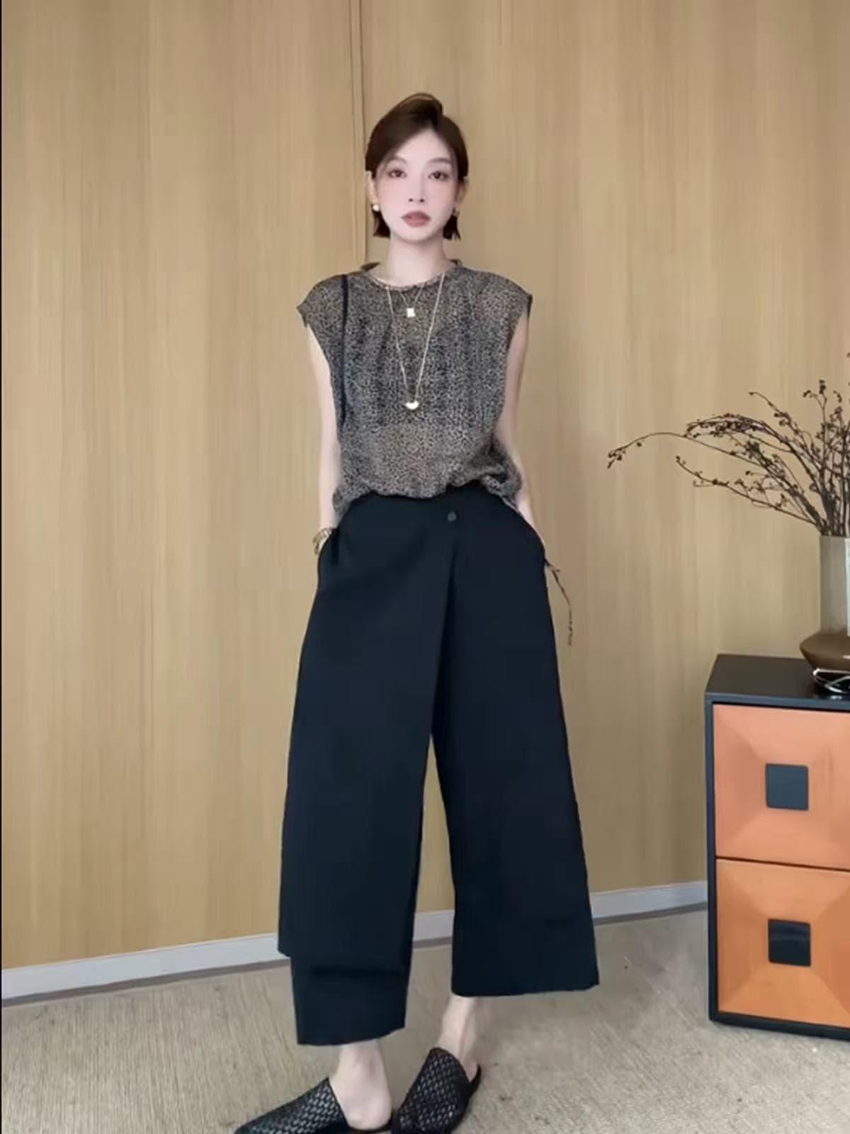프랑스식 Chic 레오파드 무늬 반팔 시폰 셔츠 여성 여름 새로운 고유 한 외국 가스 루즈핏 슬림해 보이는 다용도 얇은 스타일 맨위 상세 이미지 5
