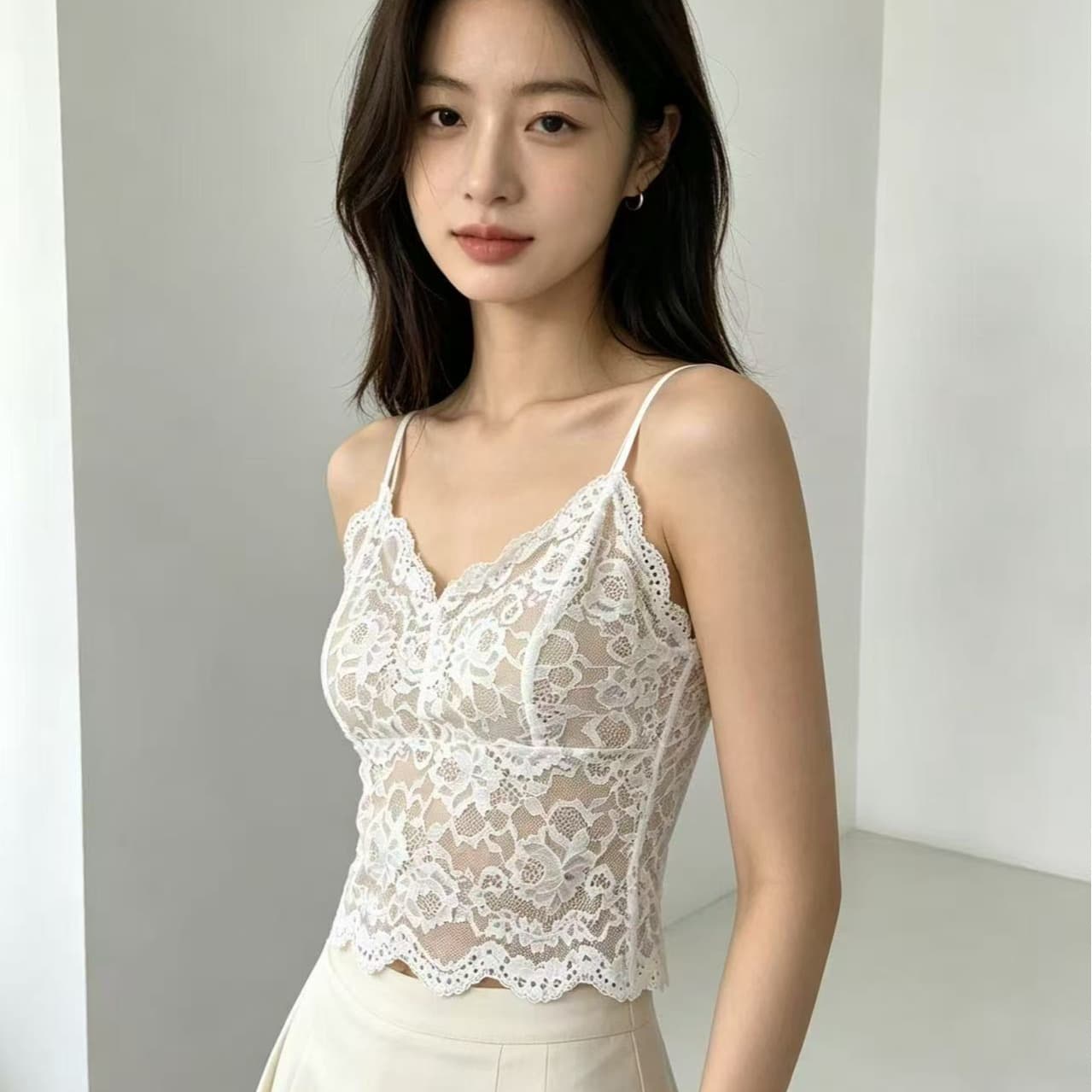 아름다움 레이스 슬립 절묘한 무거운 작업 나만의 것을 가져와 라. 가슴 패드 슬림해 보이는 표지 대리인 우유 얇은 스타일 뒤로 심장 안에 가져 가라. 외출용 이미지 5
