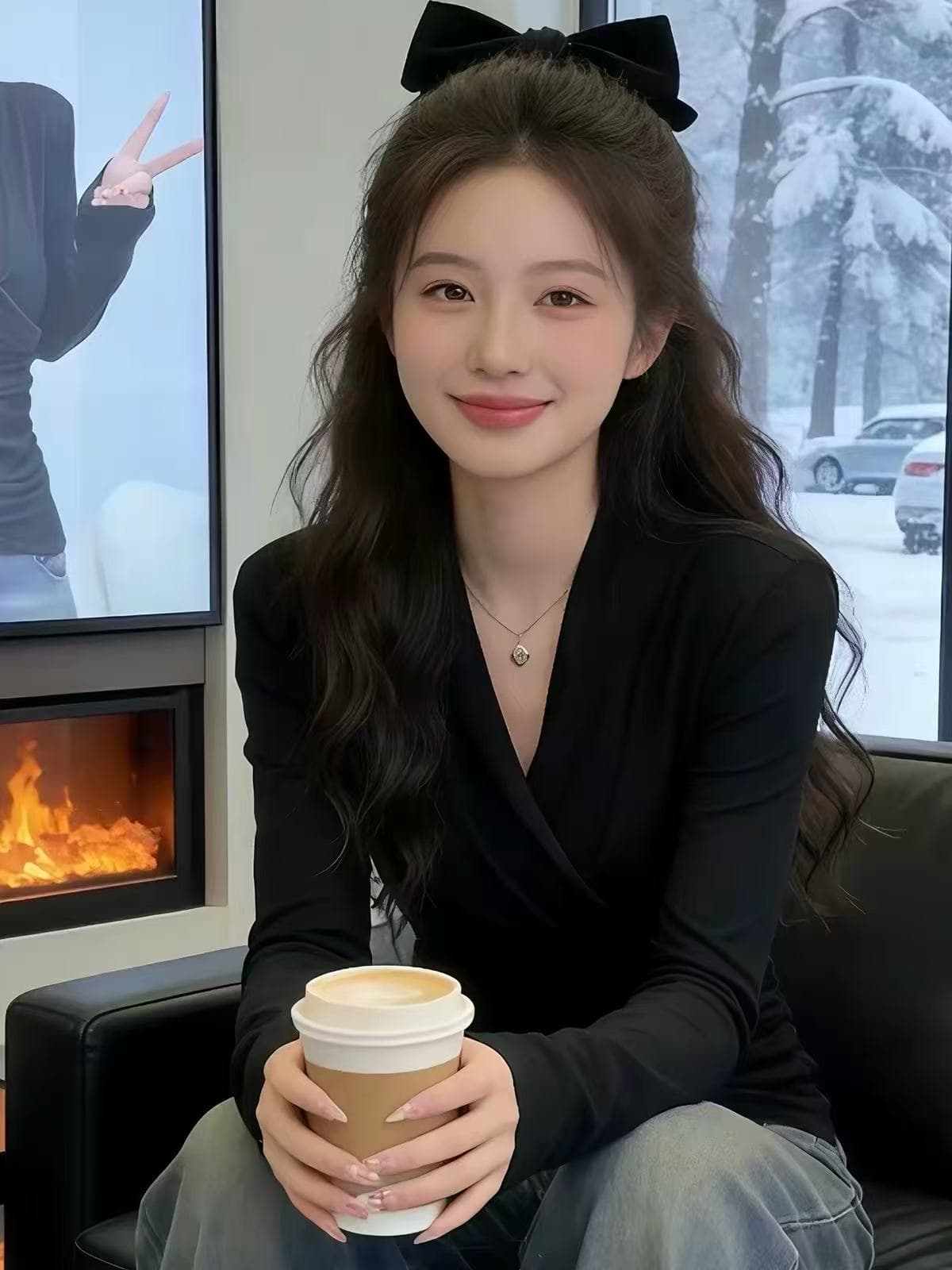 2026 봄 새로운 빛 요리 한 바람 외국 가스 디자인 센스 만나는 몸매 가꾸기 디스플레이 V넥 품격 긴팔 티셔츠 여성 의류 맨위 이미지 3
