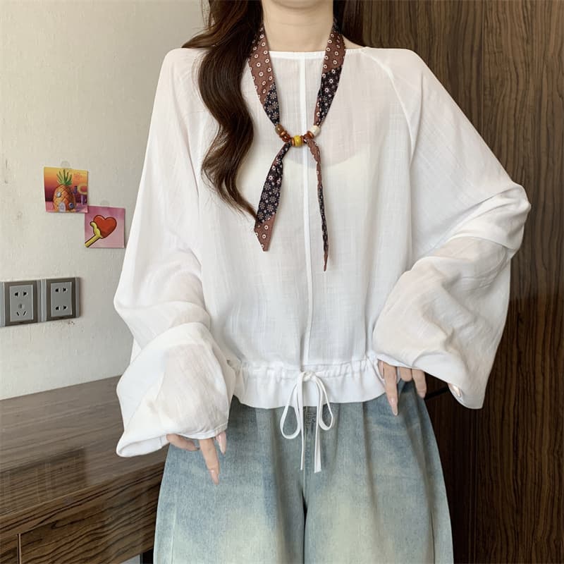 실사 빅 사이즈 지방 mm 디자인 센스 펌프 로프 레이스 업 셔츠 외국 가스 다용도 Chic 맨위 상세 이미지 8