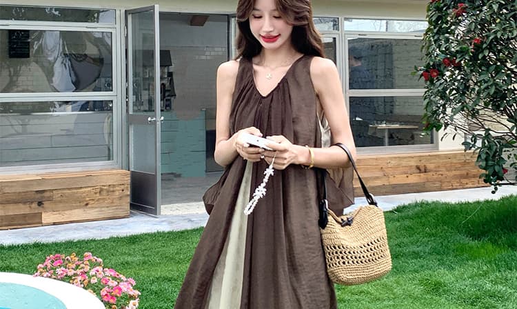 지금 2026 임산부 밝은 착용 가져 가라. 감기 아름다운 슬립 여성 드레스 초여름 휴가 불규칙 치마 상세 이미지 20