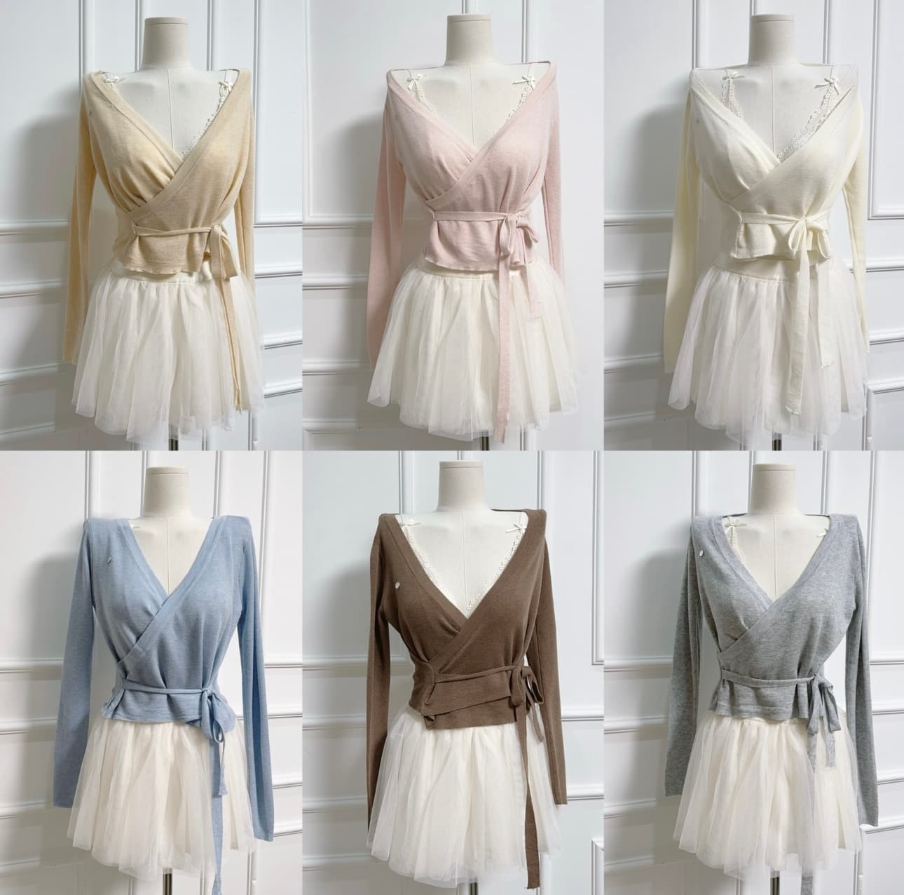 jmshop 화이트 여성 시리즈 3.0 coquette 미학 Jiao 예쁜 발레 스트랩 니트 오픈 가디건 상세 이미지 1