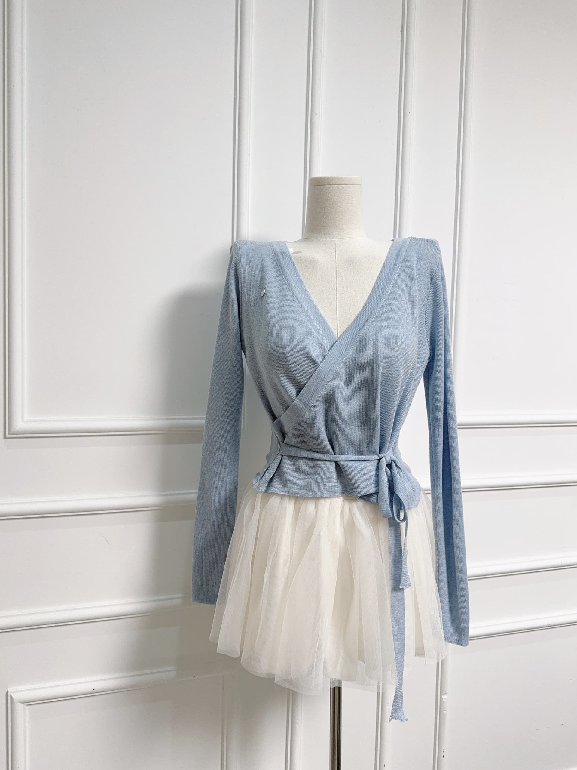 jmshop 화이트 여성 시리즈 3.0 coquette 미학 Jiao 예쁜 발레 스트랩 니트 오픈 가디건 상세 이미지 6