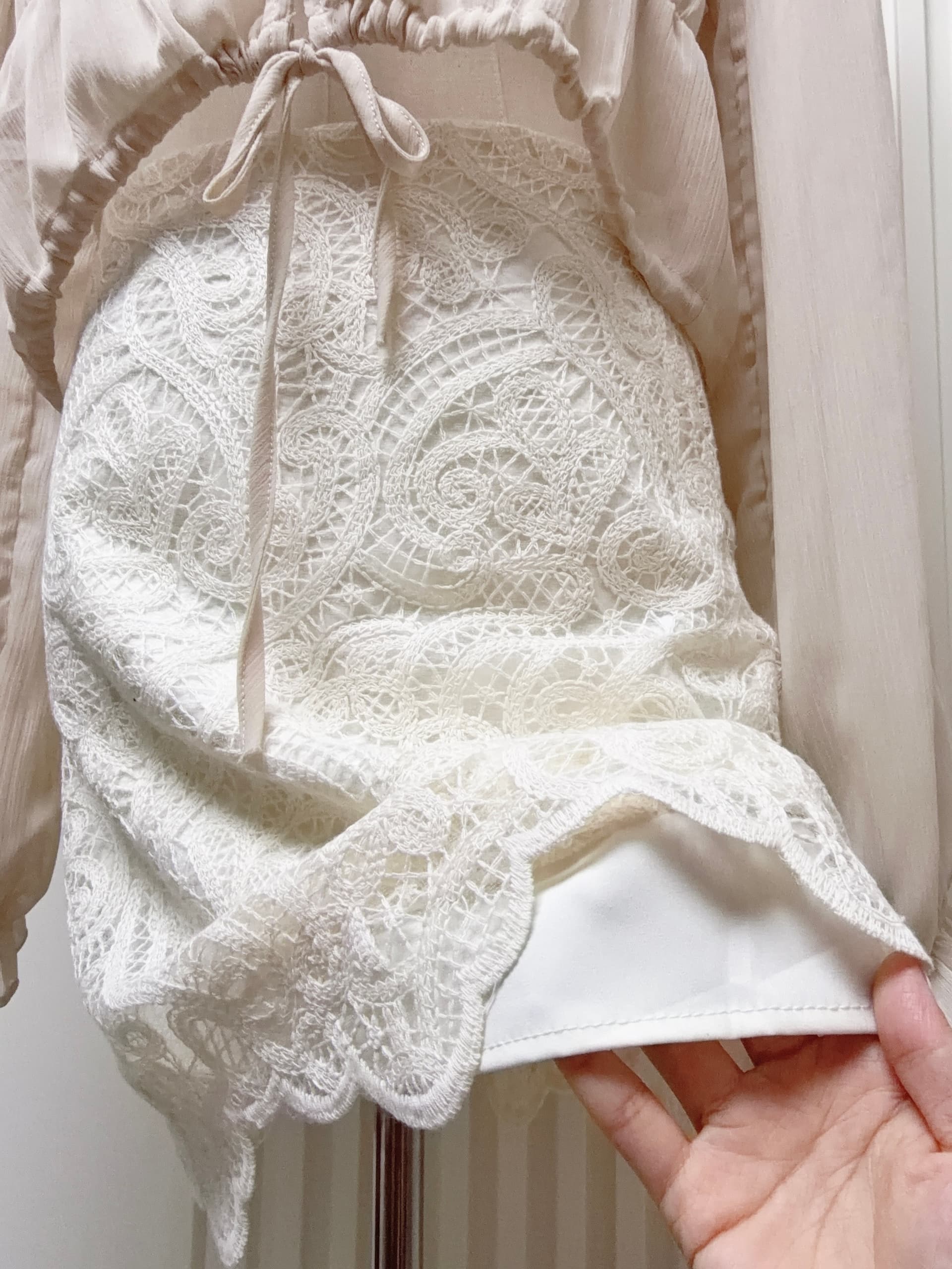 skk store Romantik 작은 셔츠 쉬폰 주름 셔츠 마이크로 ~을 통해 블라우스 첨부 된 230g 두꺼운 모달 튜브탑 상세 이미지 2