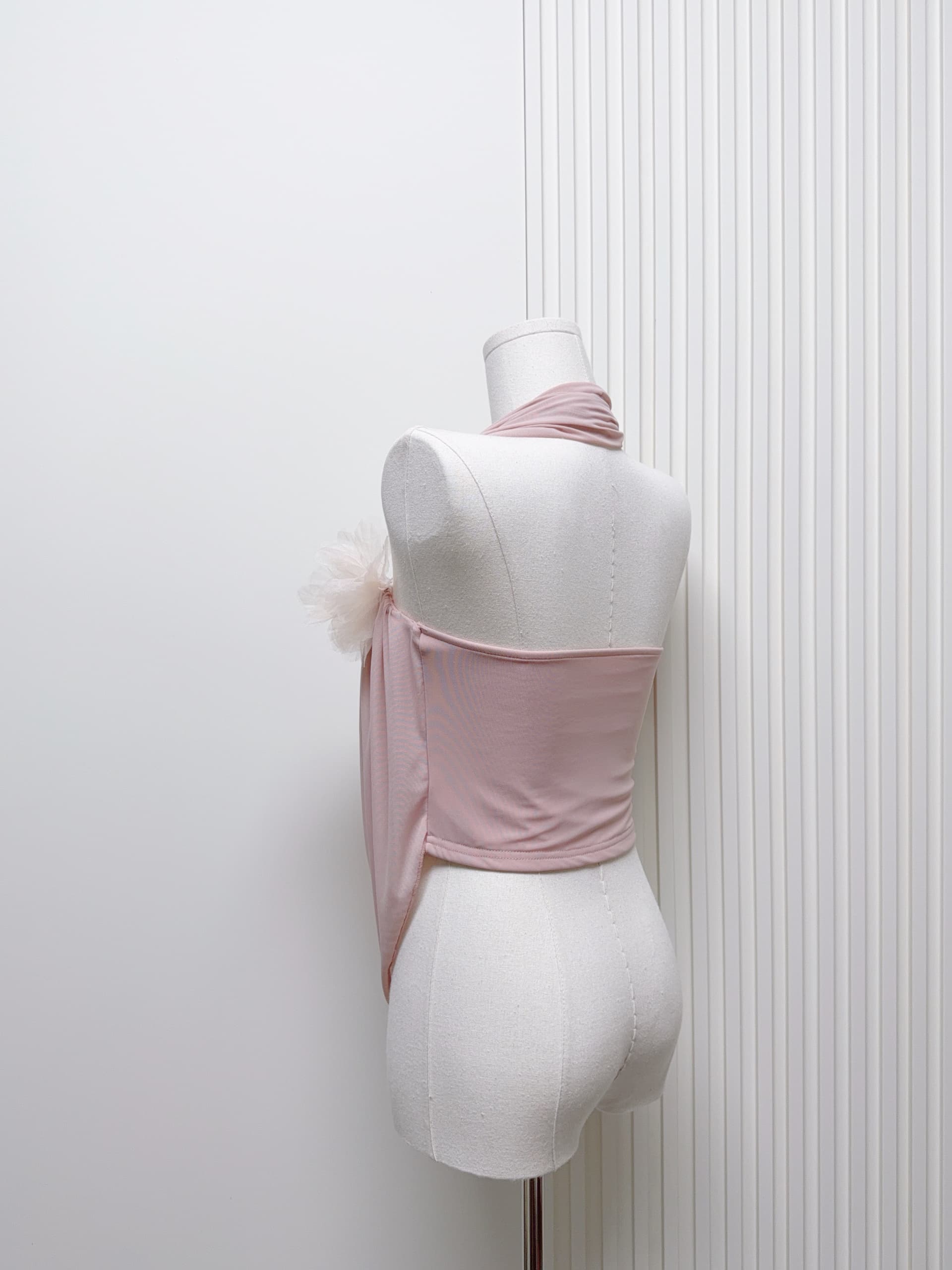 m900 순수한 욕망 바람 백리스 행침 목 조끼 여성 여름 새로운 흔들다 칼라 꽃 디자인 센스 슬림해 보이는 민소매 맨위 이미지 3