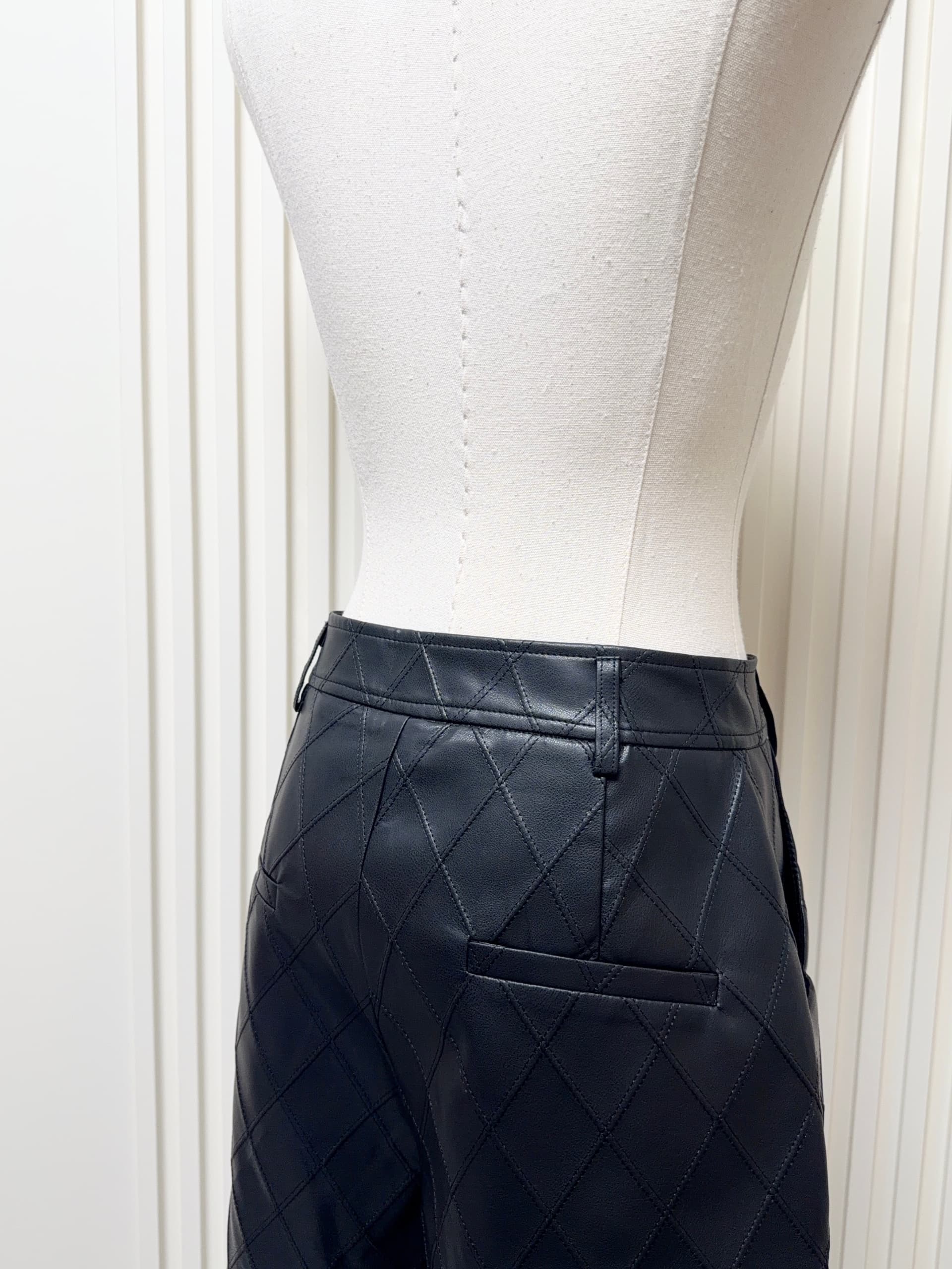 nss collection 중년 향기로운 향 vtg 링 그리드 블랙 5 점 가죽 바지 스트레이트 슬림해 보이는 다용도 바지 이미지 4