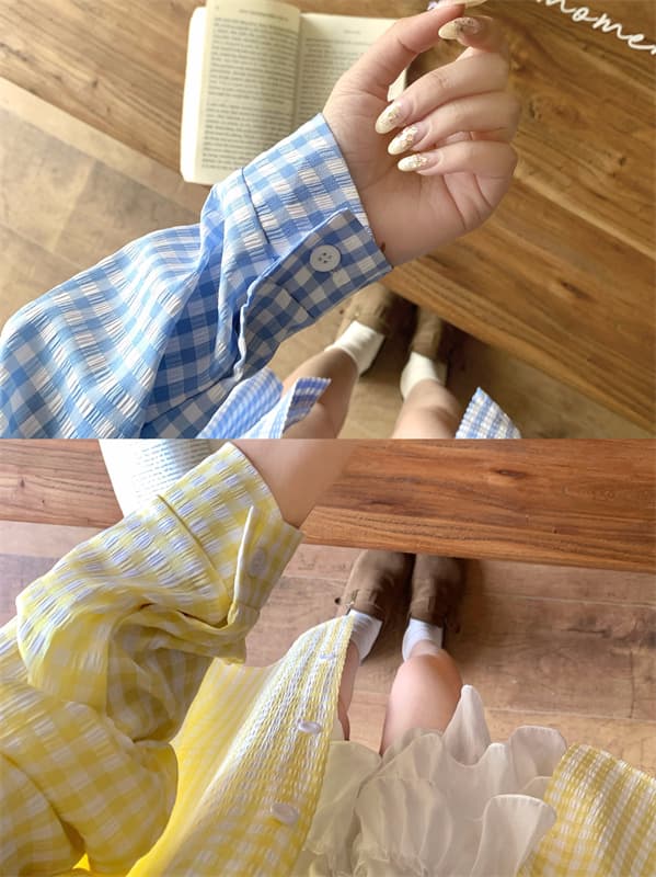 실사 한 부서 레트로 체크무늬 질감 센스 여성 셔츠 새로운 루즈핏 다용도 셔츠 재킷 작은 대중 맨위 트렌디 상세 이미지 26