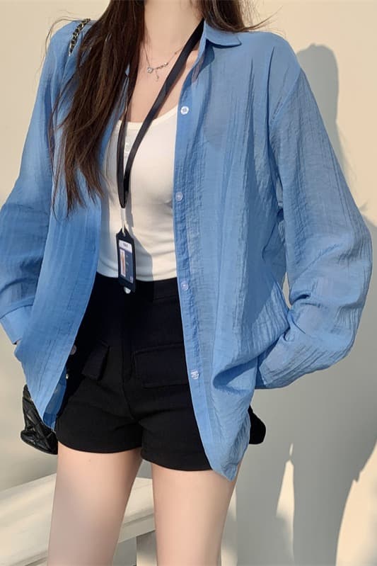 실사 감소되지 않음 도파민 자외선 차단 셔츠 루즈핏 캐주얼 다용도 봄 여름 새로운 얇은 스타일 통기성 셔츠 오픈 가디건 이미지 6