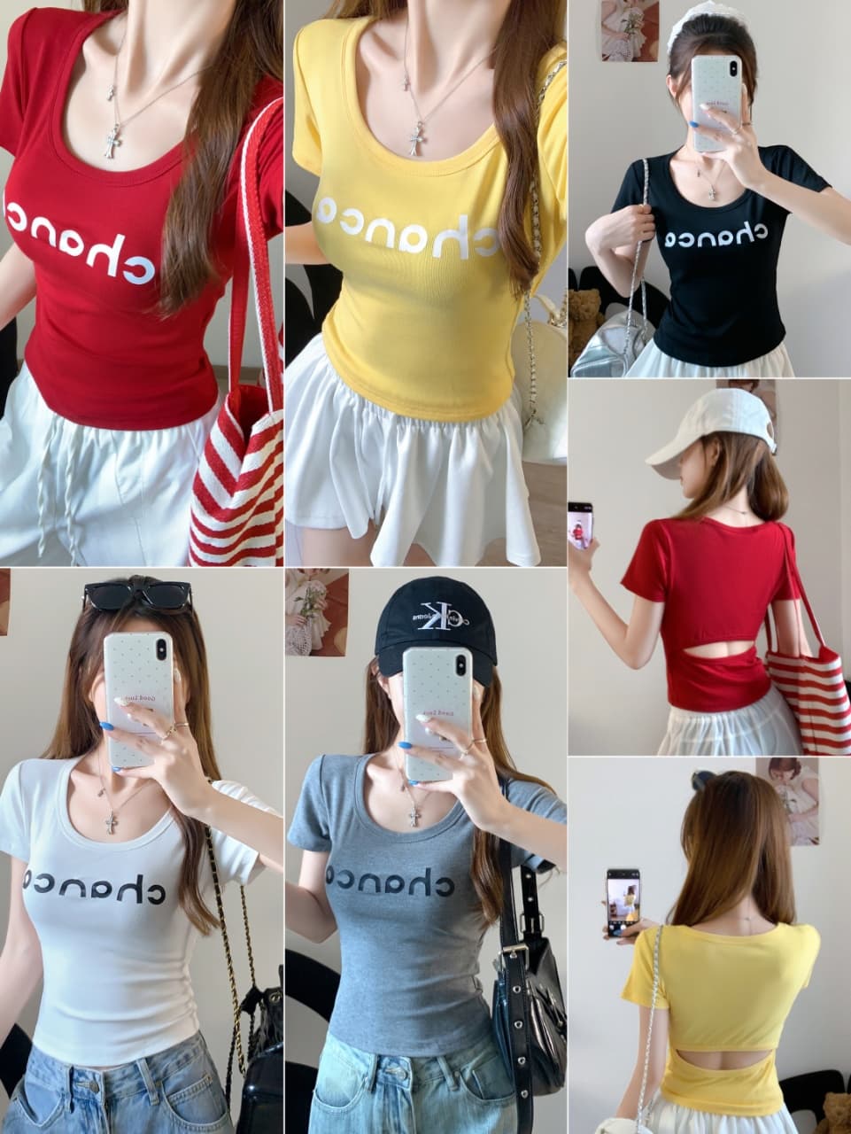 핫걸 타이트 반팔 티셔츠 여성 여름 u 칼라 알파벳 프린트 몸매 가꾸기 쇼트 스타일 작은 키 미니멀리즘 맨위 ins 트렌디 상세 이미지 1