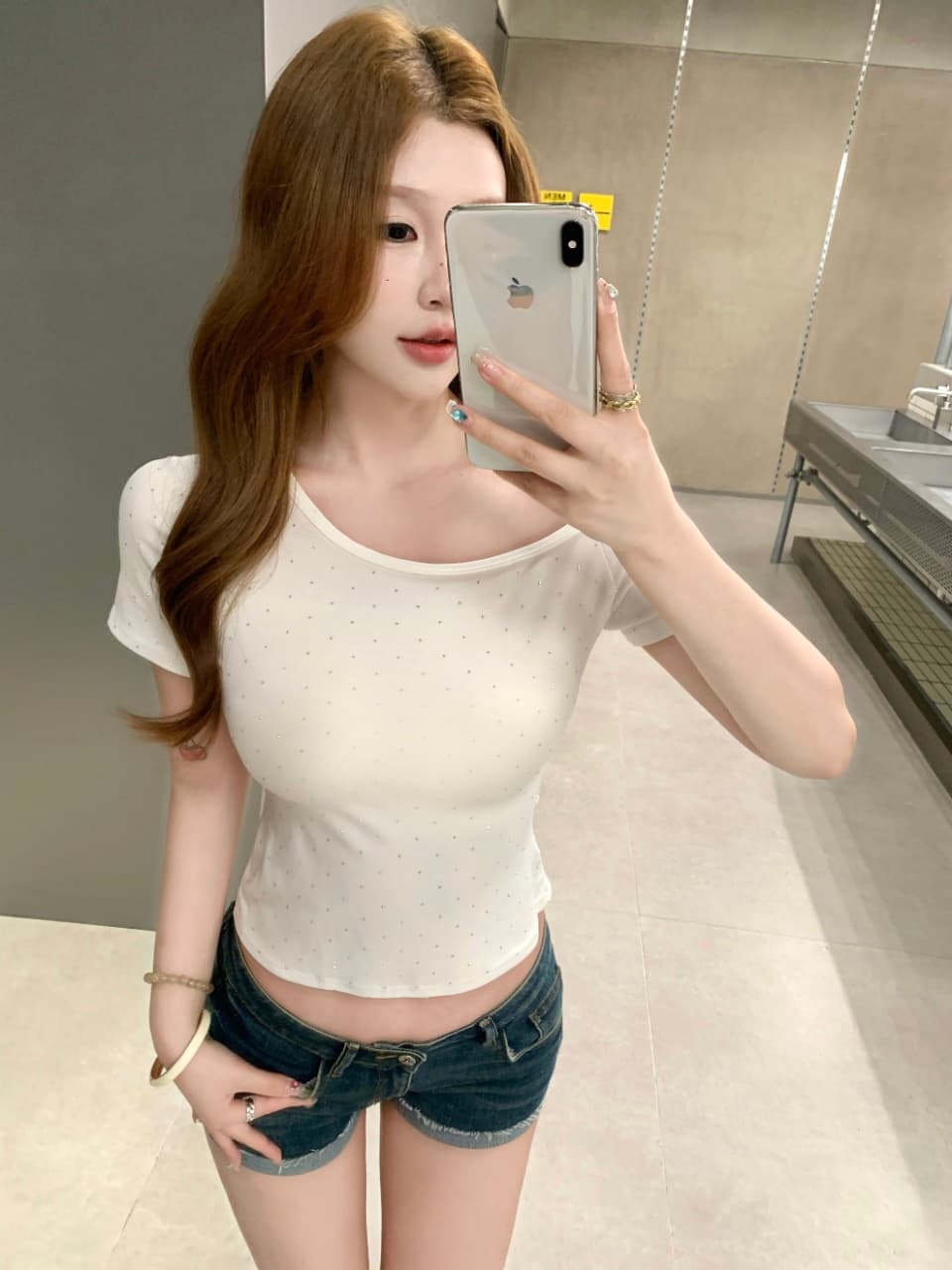 아메리칸 레트로 핫픽스 비스듬한 어깨 반팔 티셔츠 여름 새로운 디자인 센스 몸매 가꾸기 순수한 욕망 핫걸 오프숄더 슬림해 보이는 맨위 상세 이미지 8