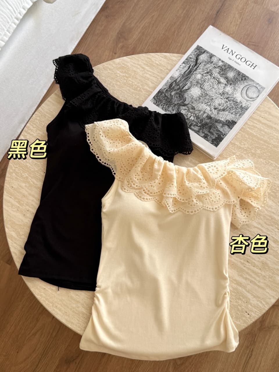 법률 시스템 레트로 레이스 프릴 비스듬한 어깨 반팔 티셔츠 여성 여름 디자인 센스 몸매 가꾸기 슬림해 보이는 다용도 맨위 트렌디 상세 이미지 2
