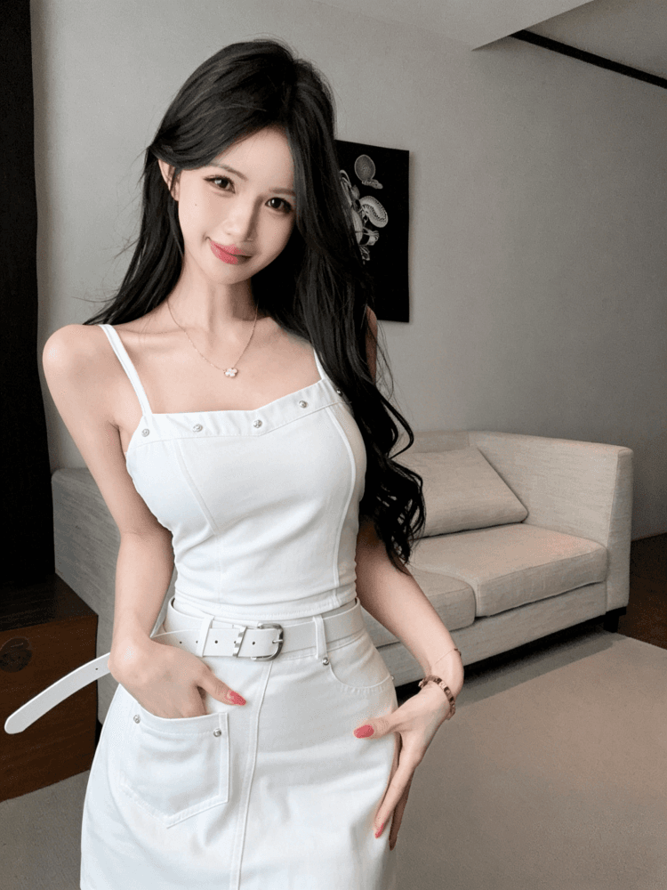 실사 순수한 욕망 핫걸 디자인 센스 징 슬립 맨위 비대칭 망사 패치워크 반신 치마 세트 상세 이미지 15