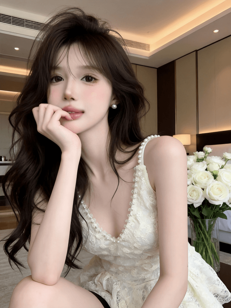 실사 핫걸 섹시함 레이스 조각 캐미솔 홀로우 아웃 디자인 센스 무거운 작업 비즈 박기 아름다운 맨위 상세 이미지 8