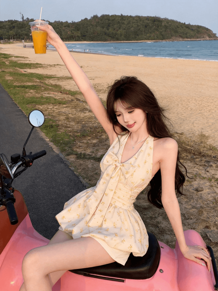실사 달콤함 꽃무늬 행침 목 조끼 프랑스식 나비 넥타이 꽃밭 맨위 반바지 세트 상세 이미지 10