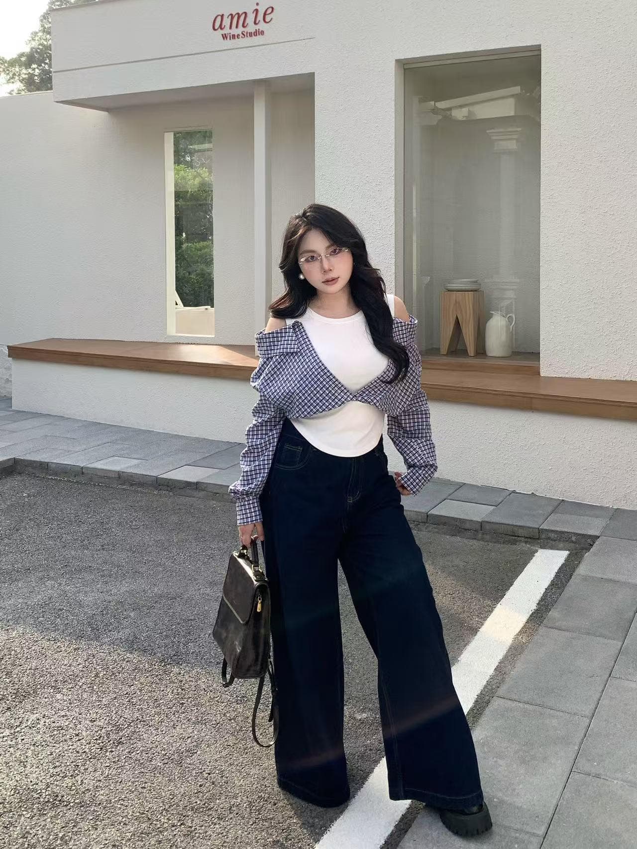 미시 뜨거운 소녀 순수한 욕망 바람 틈새 시장 디자인 가짜 두 조각 슬림 패션 대비 색 스티칭 가짜 두 조각 셔츠 상세 이미지 8