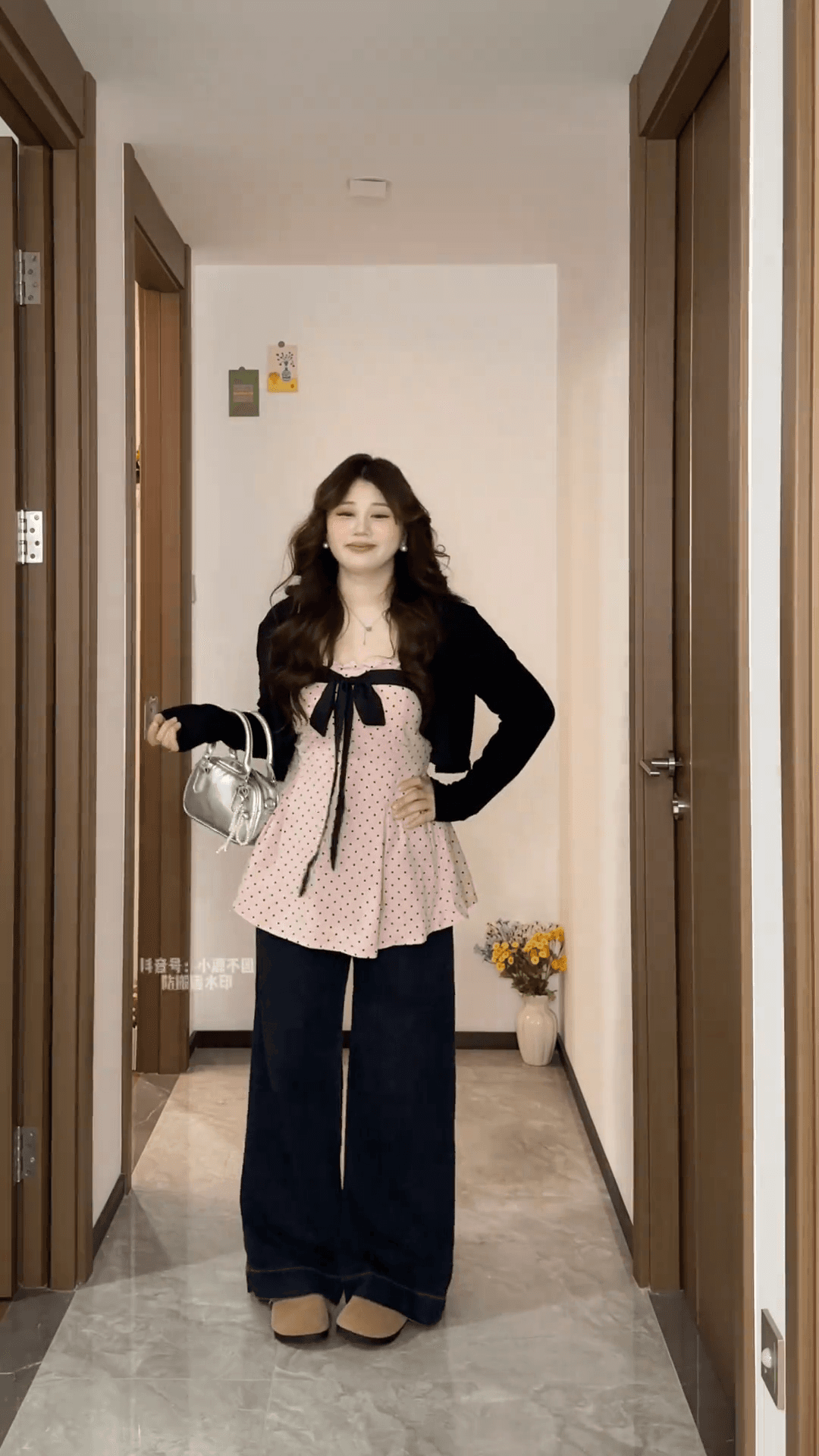 빅 사이즈 지방 mm 페이크 레이어드 광장 칼라 긴팔 티셔츠 여성 조기 봄 배색 나비 매듭 허리 수축 다용도 슬림해 보이는 맨위 이미지 2