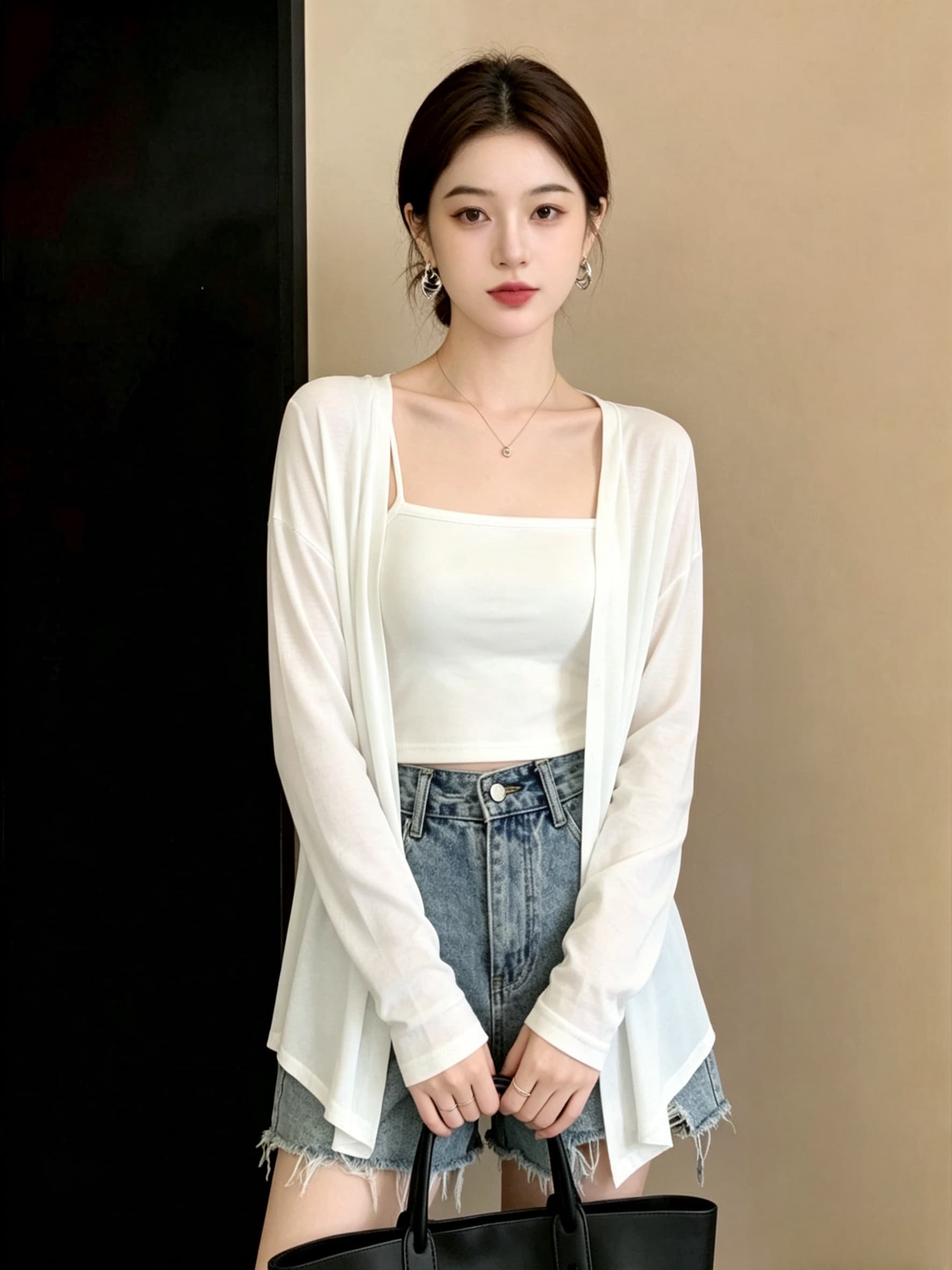 실사 빅 사이즈 여성 의류 지방 mm 여름 새로운 미니멀리즘 다용도 모달 긴팔 자외선 차단 의류 오픈 가디건 맨위 이미지 4