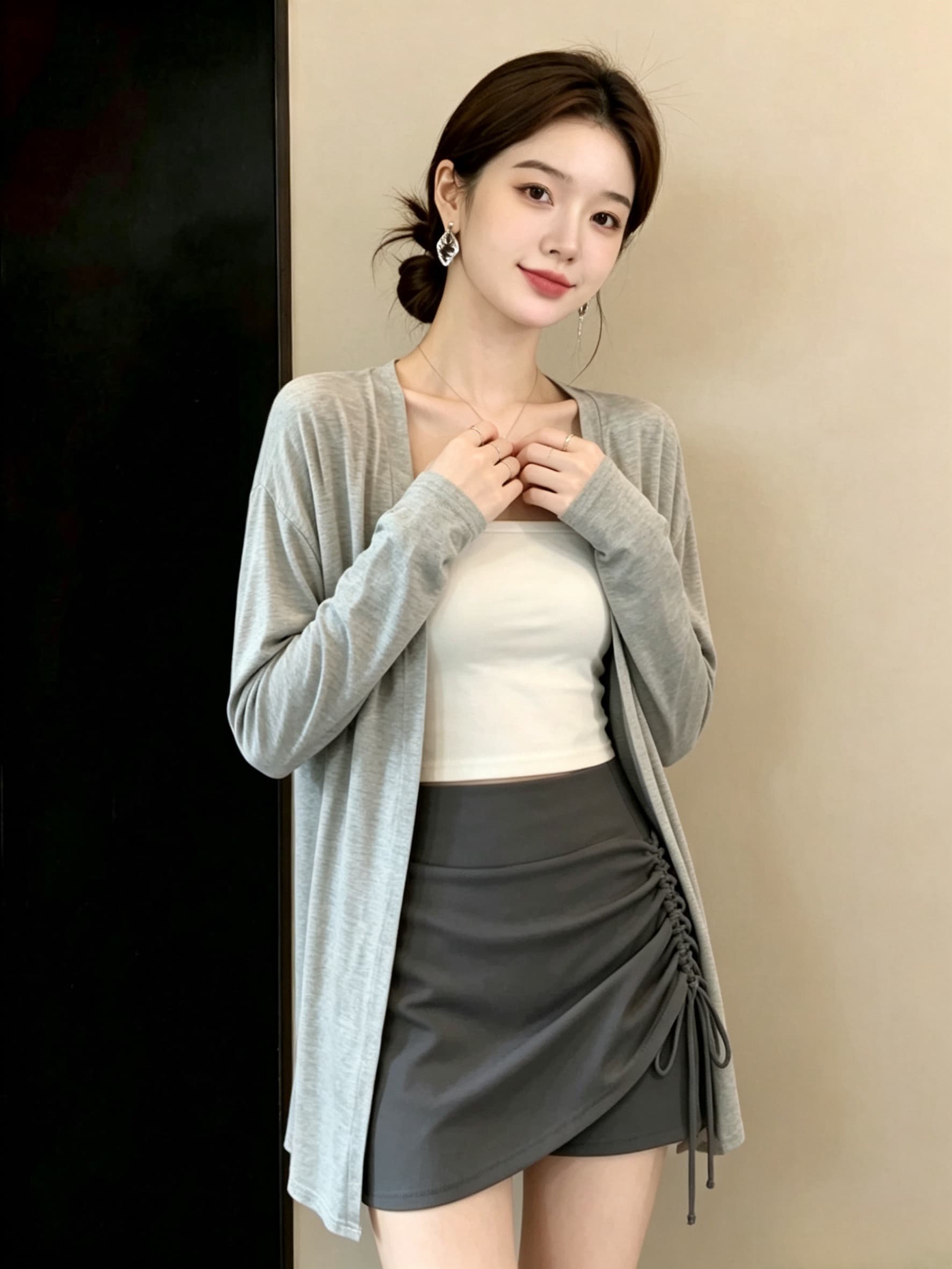 실사 빅 사이즈 여성 의류 지방 mm 여름 새로운 미니멀리즘 다용도 모달 긴팔 자외선 차단 의류 오픈 가디건 맨위 상세 이미지 15