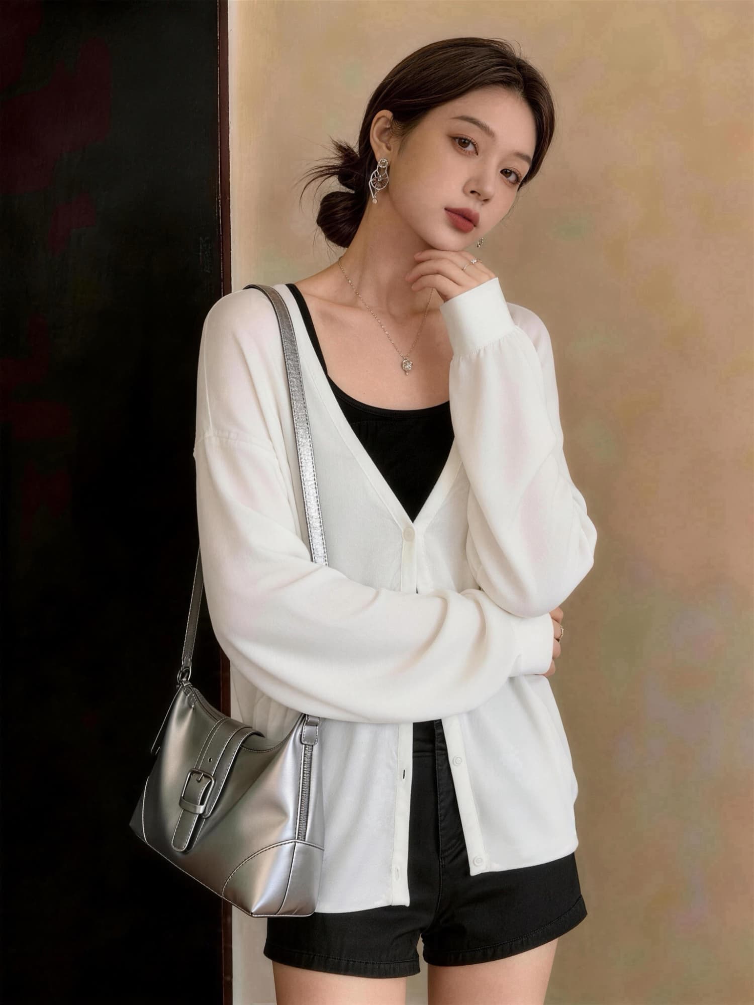 실사 빅 사이즈 여성 의류 새로운 얇고 가벼운 루즈핏 다용도 도루 센스 긴팔 맨위 자외선 차단 오픈 가디건 니트 재킷 상세 이미지 15