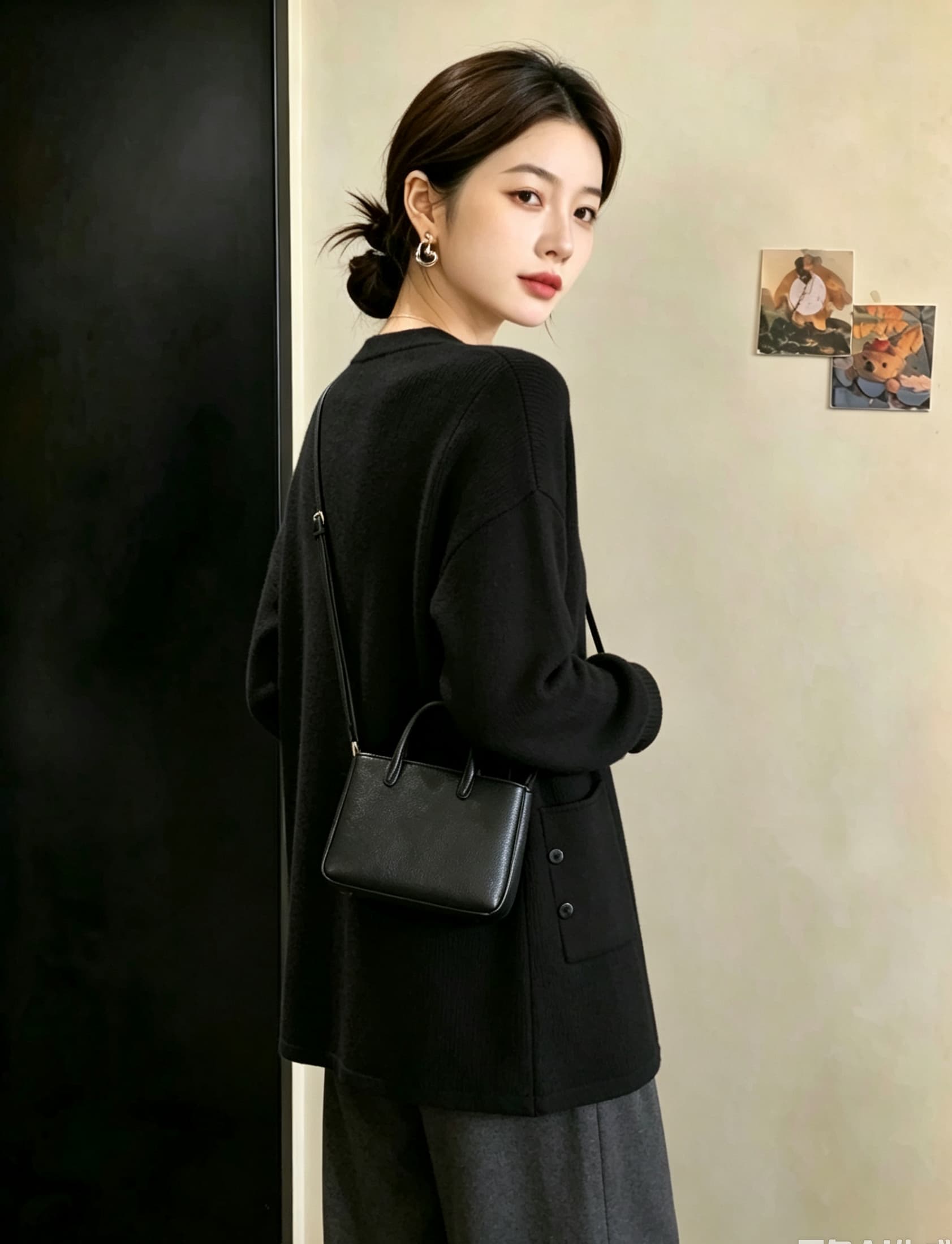실사 빅 사이즈 여성 의류 새로운 루즈핏 단색 스웨터 코트 미니멀리즘 다용도 여성 외부 가져 가라. 숄 니트 재킷 상세 이미지 9