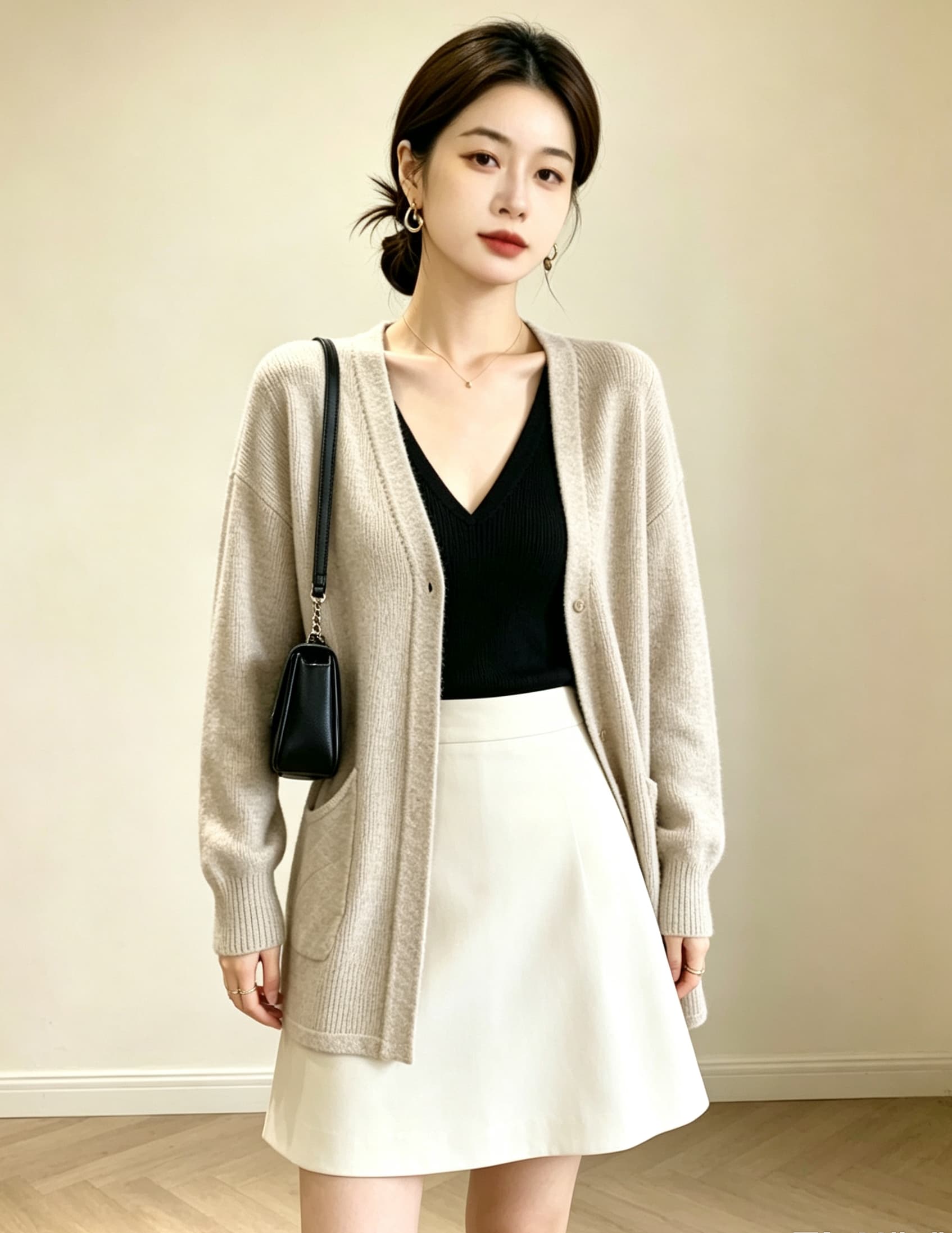 실사 빅 사이즈 여성 의류 새로운 루즈핏 단색 스웨터 코트 미니멀리즘 다용도 여성 외부 가져 가라. 숄 니트 재킷 상세 이미지 17