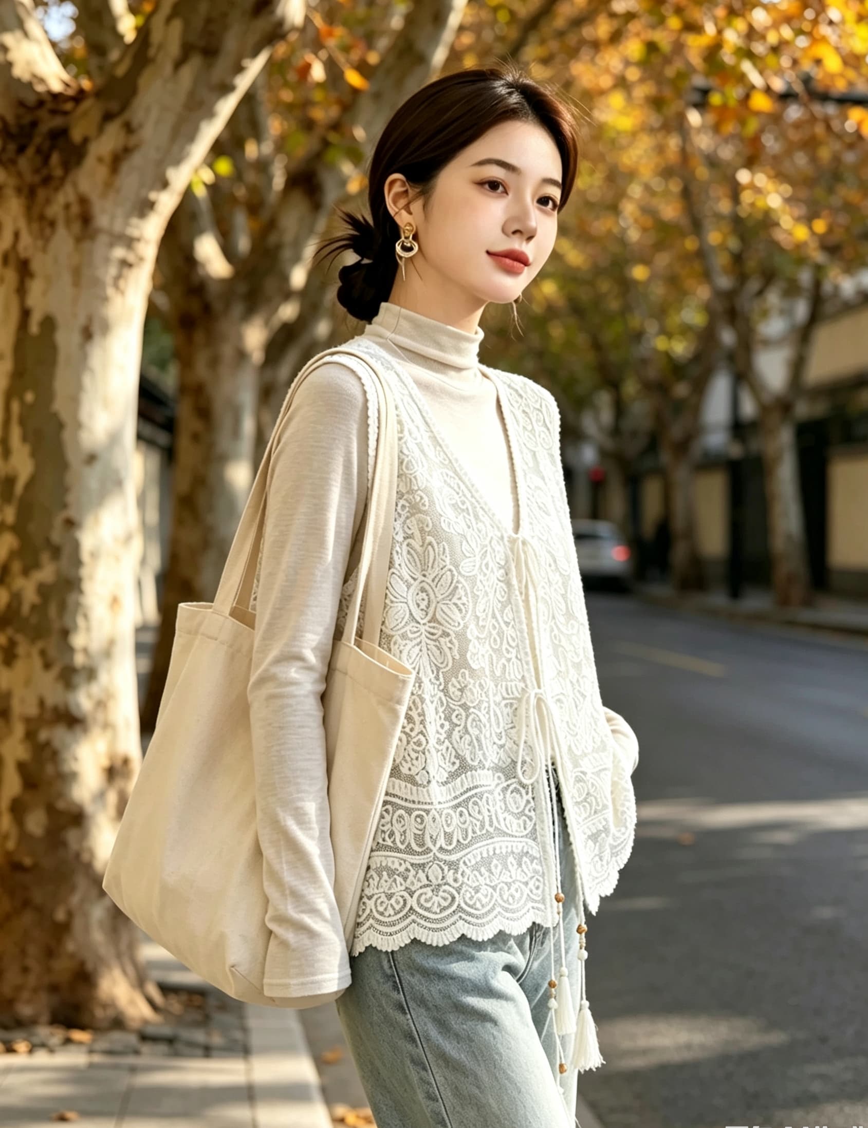 실사 빅 사이즈 가을 새로운 루즈핏 슬림해 보이는 프랑스식 고급 센스 단색 베스트 오픈 가디건 조끼 민소매 맨위 상세 이미지 26