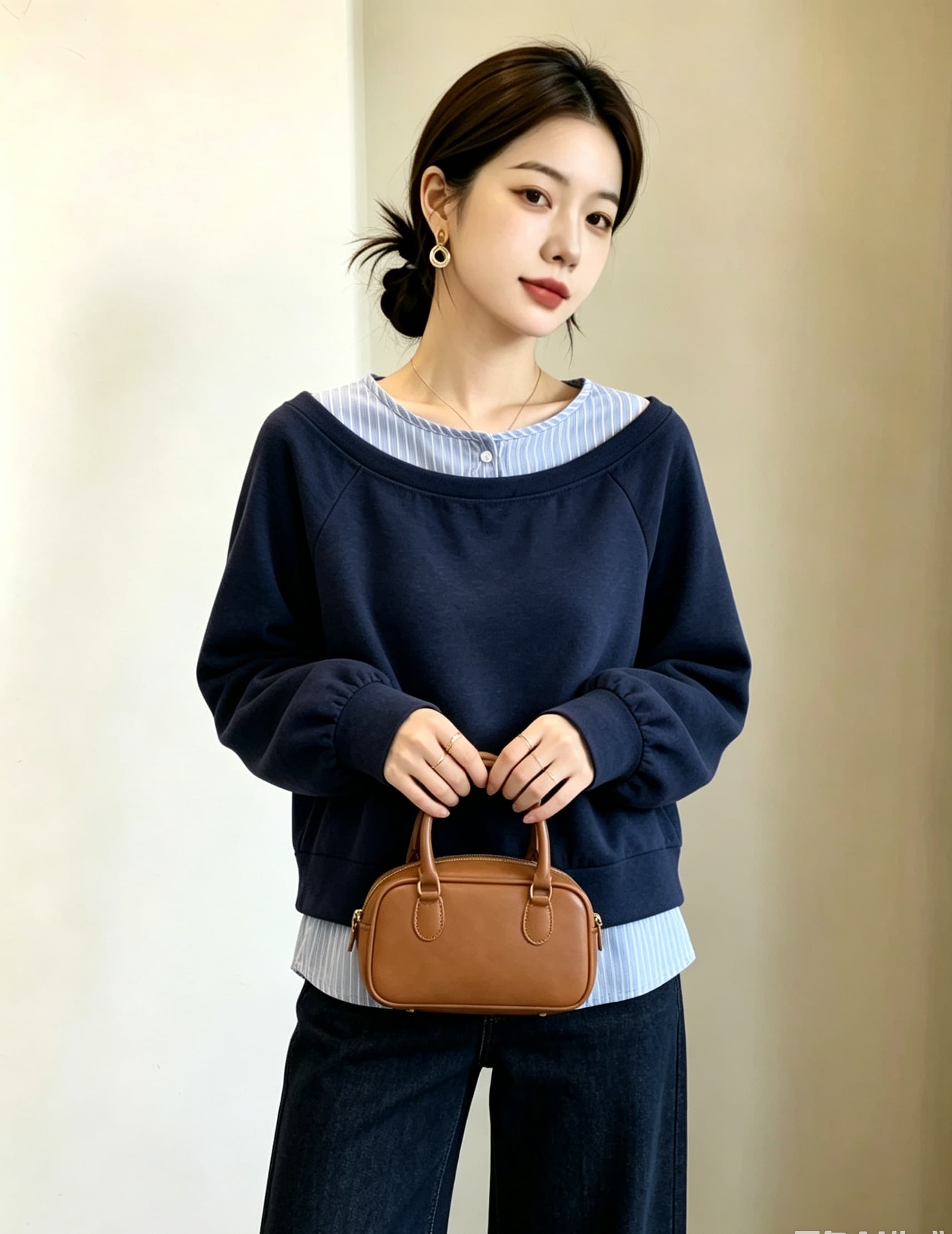 실사 빅 사이즈 가을 새로운 한국 스타일 디자인 센스 페이크 레이어드 고급 센스 다용도 캐주얼 풀오버 티셔츠 후드티 상세 이미지 7