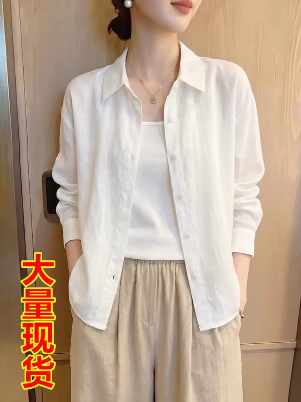 이른 가을 2026 새로운 외국 가스 잘 생긴 얇고 가벼운 여름 폴로 칼라 셔츠 캐주얼 루즈핏 긴팔 여성 의류 미니멀리즘 맨위