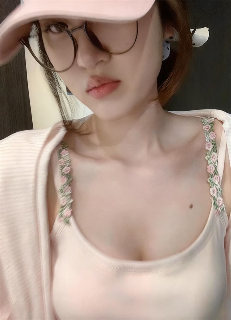 프랑스식 순수한 욕망 망사 패치워크 스트랩 레이스 행침 목 튜브탑 쇼트 스타일 캐미솔 여름 상세 이미지 29