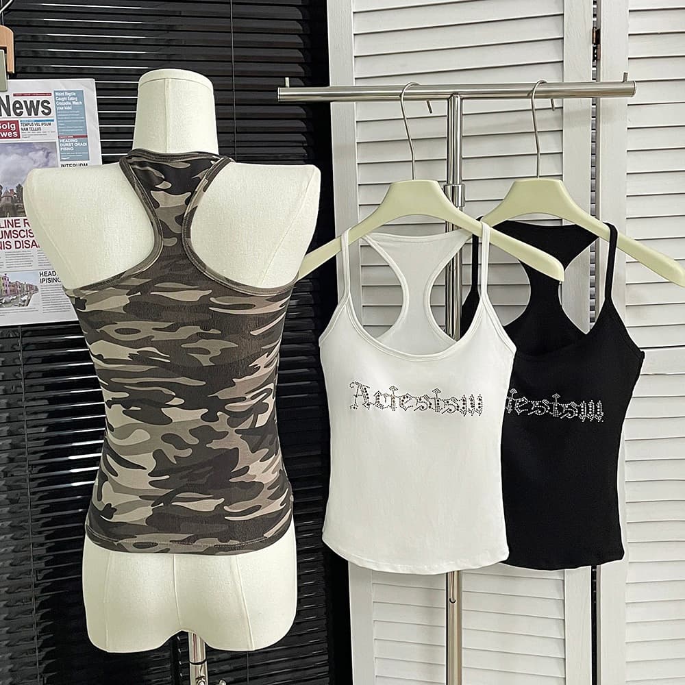 아메리칸 핫걸 카모플라주 슬립 여성 여름 새로운 거리 몸매 가꾸기 슬림해 보이는 민소매 조끼 디자인 센스 작은 대중 맨위 상세 이미지 21