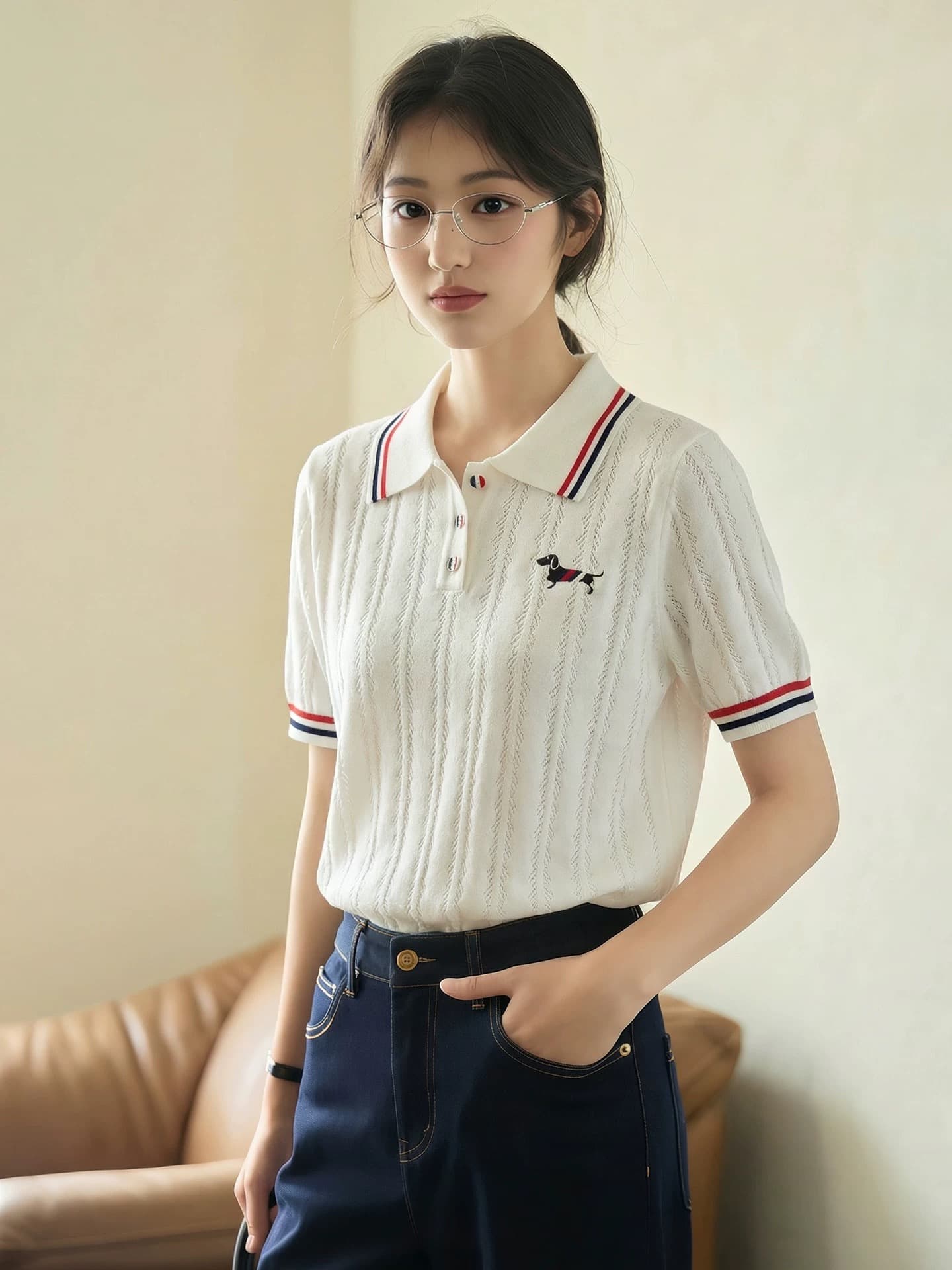 작은 말 자수 POLO 칼라 양모 니트 스웨터 여성 유럽 역 2026 봄 드레스 새로운 유럽 상품 여성 의류 기본 셔츠 트렌디 상세 이미지 6