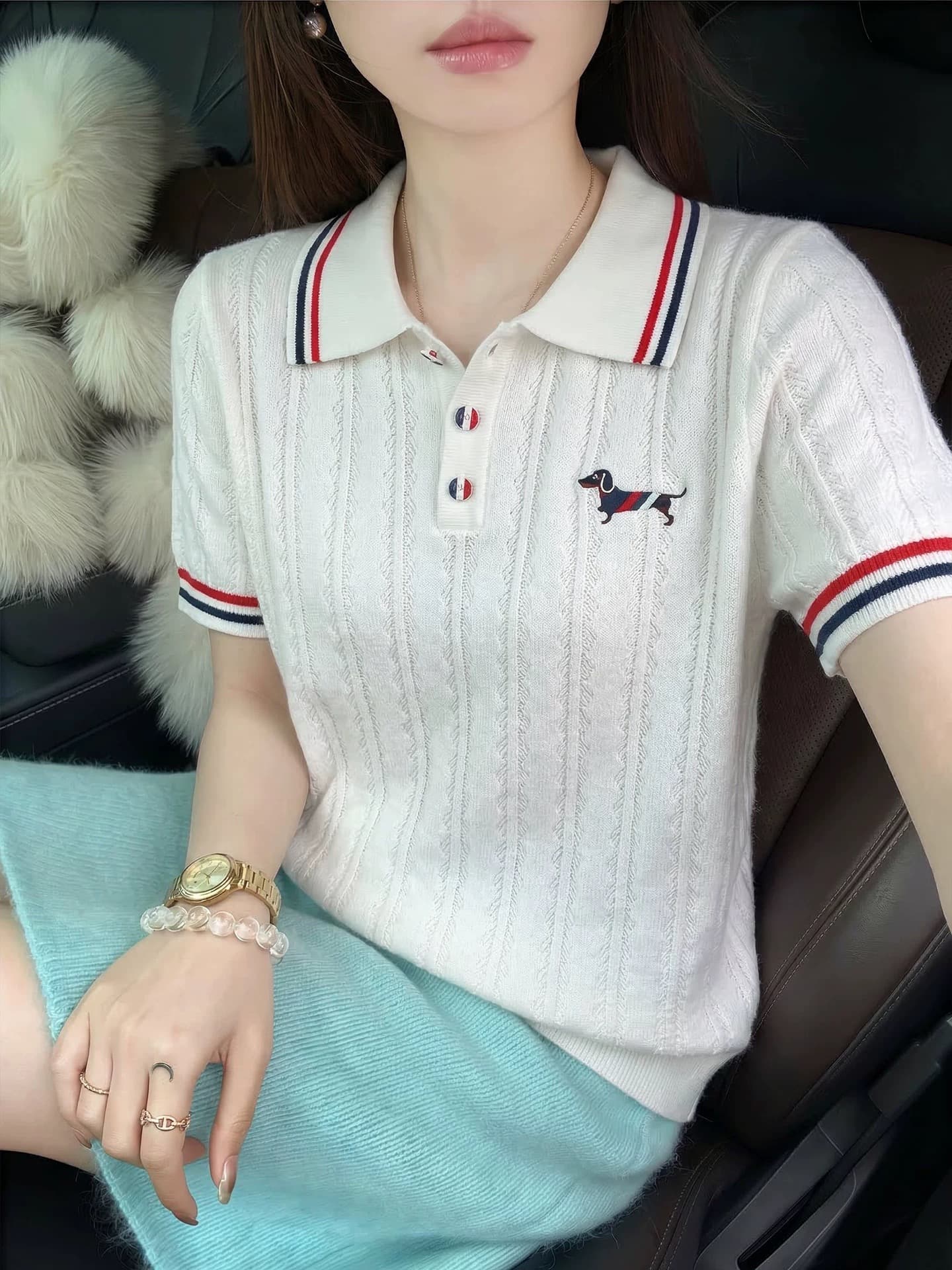 작은 말 자수 POLO 칼라 양모 니트 스웨터 여성 유럽 역 2026 봄 드레스 새로운 유럽 상품 여성 의류 기본 셔츠 트렌디 상세 이미지 10