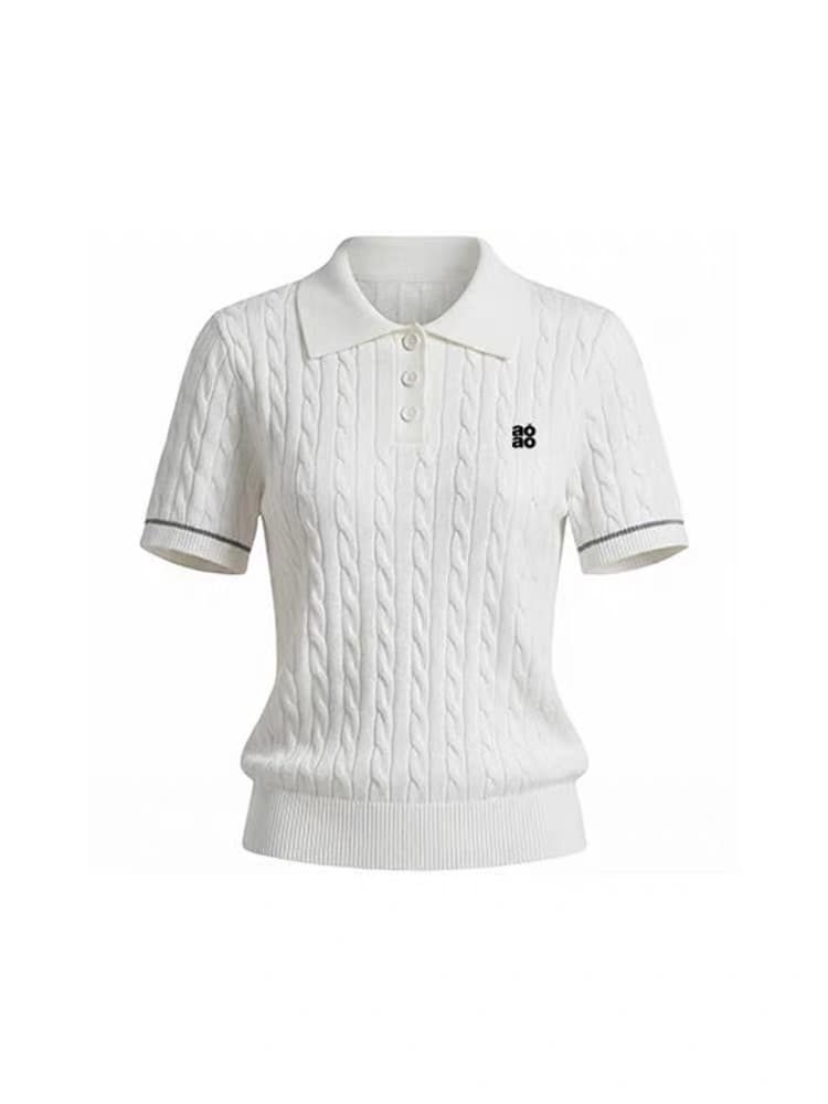 학원 스타일 레트로 몸매 가꾸기 슬림해 보이는 오래된 돈 바람 폴로 칼라 반팔 polo 니트 스웨터 t 상세 이미지 3