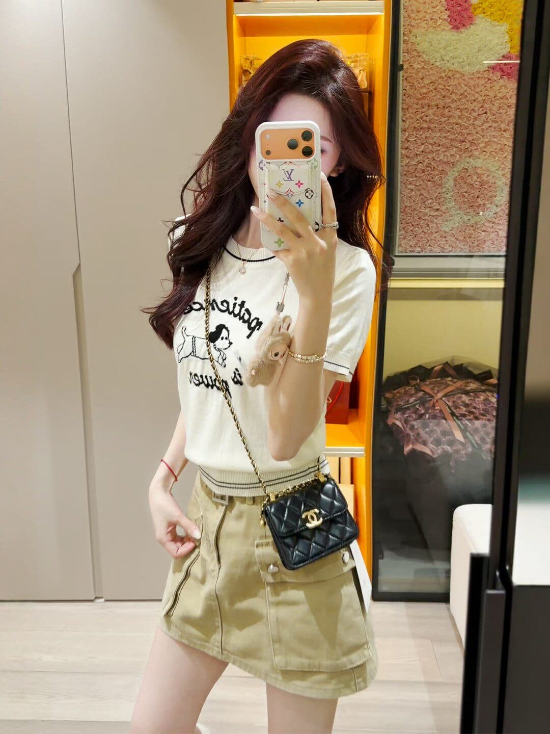 한 부서 부드러운 바람 연령 감소 강아지 자카드 반팔 티셔츠 여성 여름 새로운 몸매 가꾸기 슬림해 보이는 캐주얼 니트 맨위 이미지 3