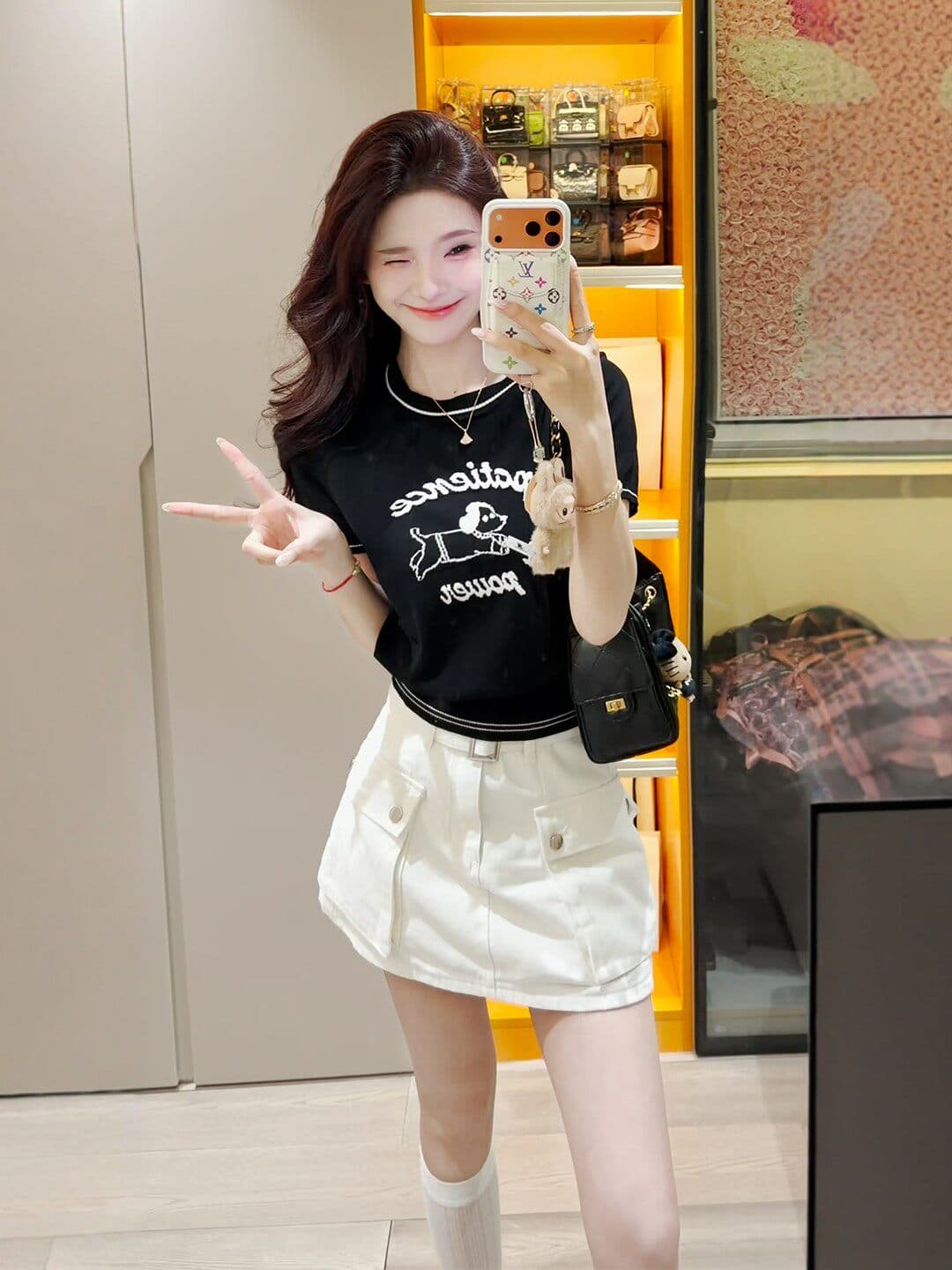 한 부서 부드러운 바람 연령 감소 강아지 자카드 반팔 티셔츠 여성 여름 새로운 몸매 가꾸기 슬림해 보이는 캐주얼 니트 맨위 이미지 2