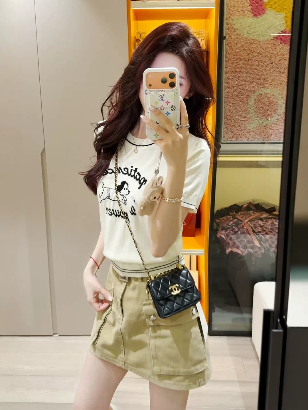 한 부서 부드러운 바람 연령 감소 강아지 자카드 반팔 티셔츠 여성 여름 새로운 몸매 가꾸기 슬림해 보이는 캐주얼 니트 맨위 상세 이미지 7