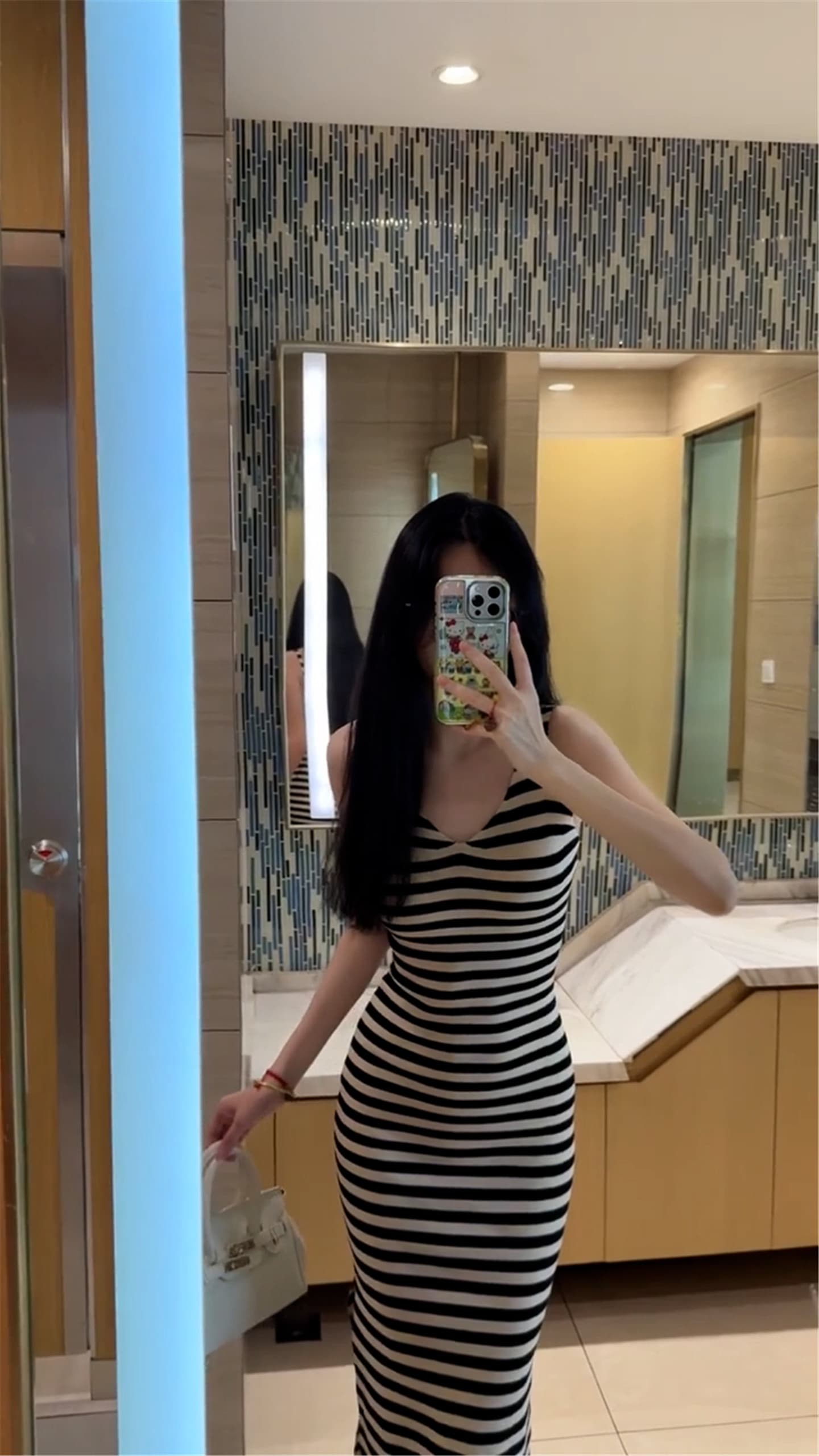프랑스식 스트라이프 민소매 조끼 슬립 드레스 아이들 여름 2025 새로운 디자인 센스 작은 대중 허리 수축 롱 스커트 상세 이미지 6